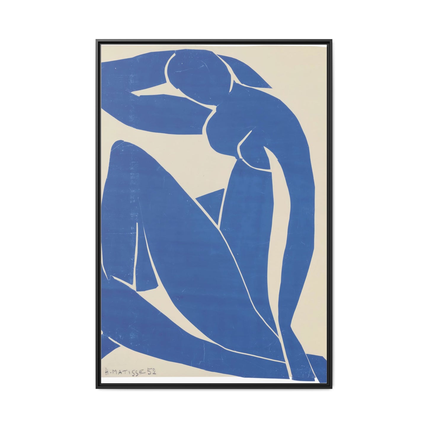 Contemporary Framed Canvas Art - Blue Abstract Figure, Modern Home Decor, Gift for Art Lovers, Stylish Wall Art, Feminine Vibe