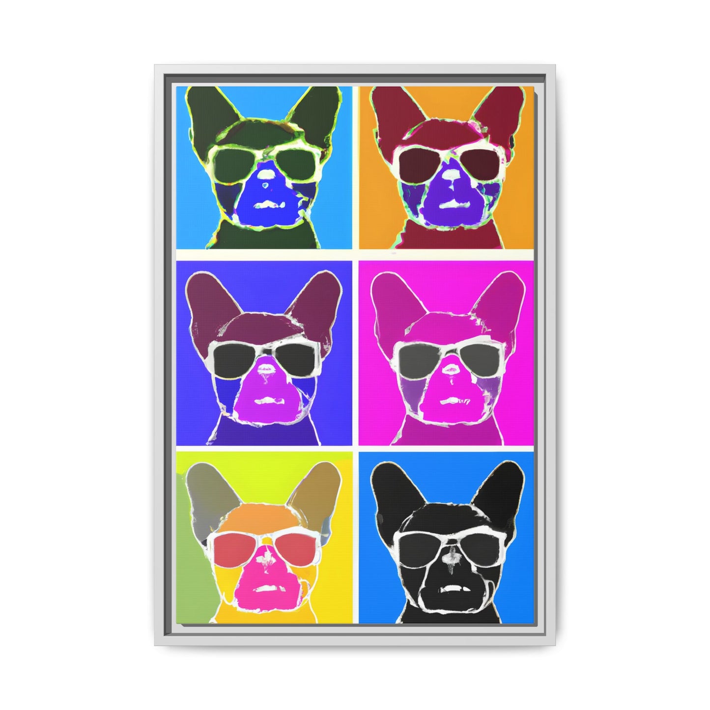 Colorful Dog Art Print - Framed Matte Canvas
