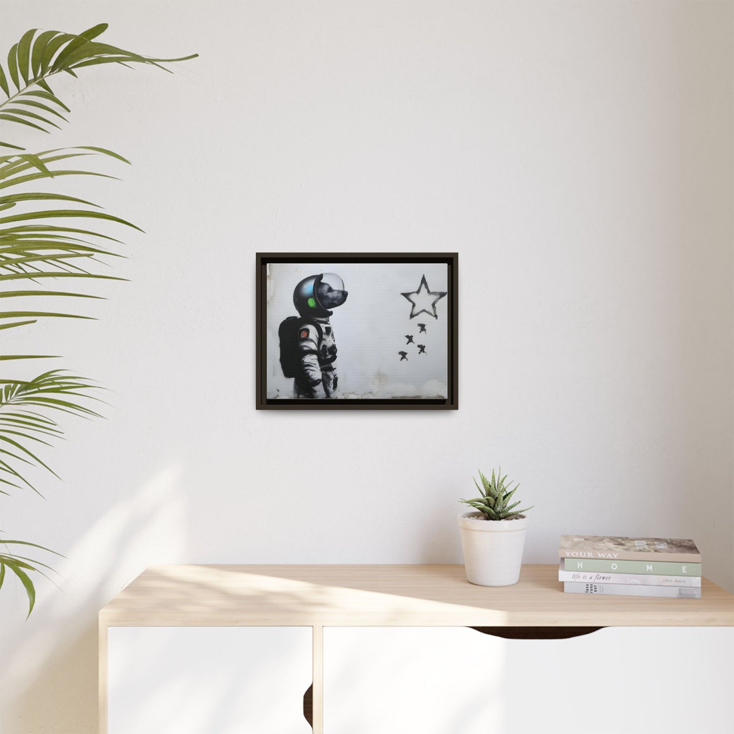 Astronaut Wall Art - Framed Matte Canvas Print for Dreamers and Space Enthusiasts