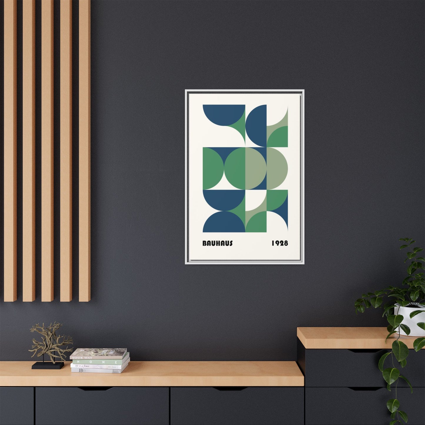 Modern Geometric Wall Art Print - Framed Multi-Color Canvas