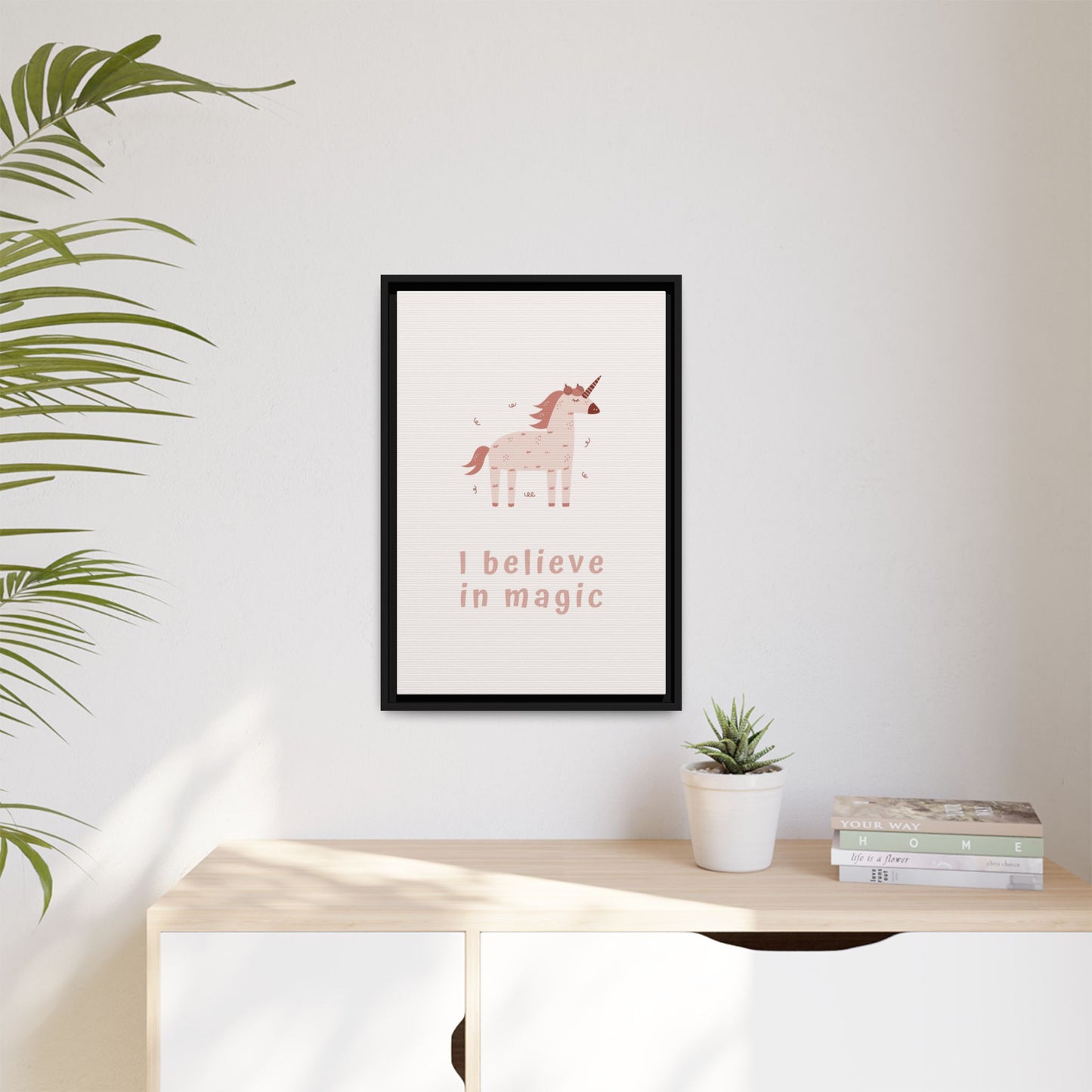Framed Unicorn Art Print, Magical Home Decor for Kids, Whimsical Nursery Wall Art, Belief in Magic Poster, Gift for Unicorn Lovers