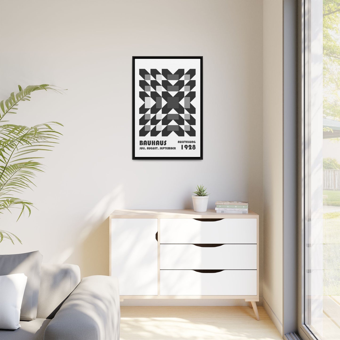 Bauhaus Abstract Framed Canvas Art - Modern Wall Decor for Design Lovers