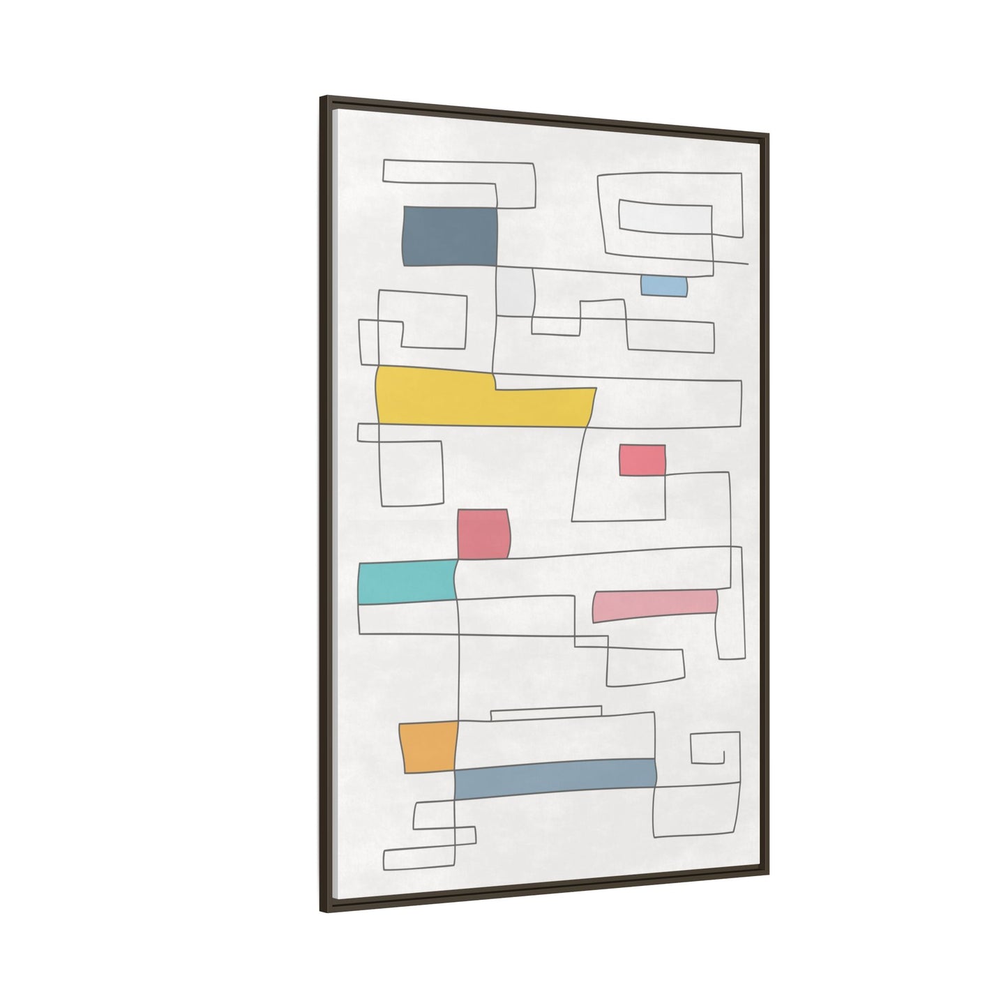 Abstract Line Art Framed Canvas - Modern Multi-Color Wall Decor