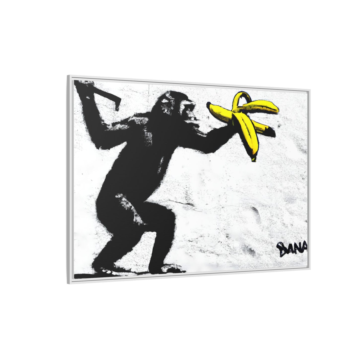 Framed Canvas Art - Playful Monkey with Bananas | Whimsical Wall Decor for Home & Office
