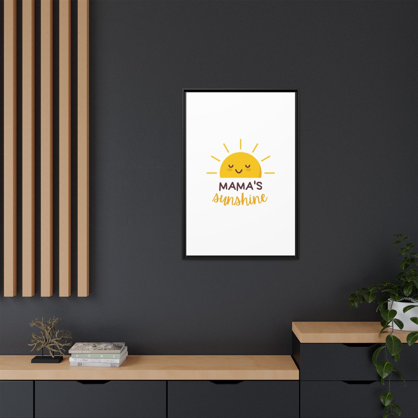 Framed Canvas Art Print, Cheerful Sun Decor for Mother's Day, Kids Room Wall Art, Positive Vibes Poster, Gift for Moms
