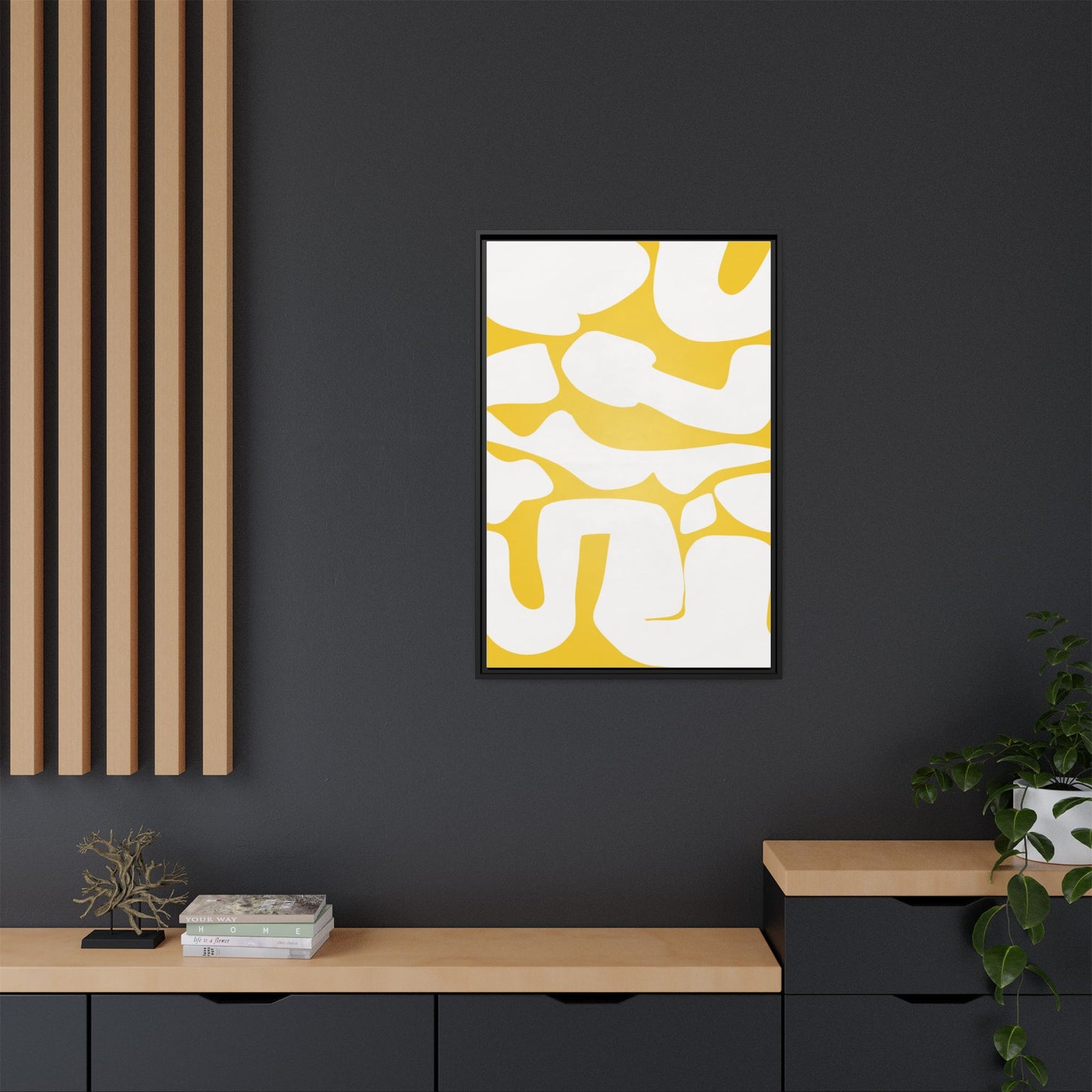 Abstract Yellow Art Print - Framed Matte Canvas Wall Decor