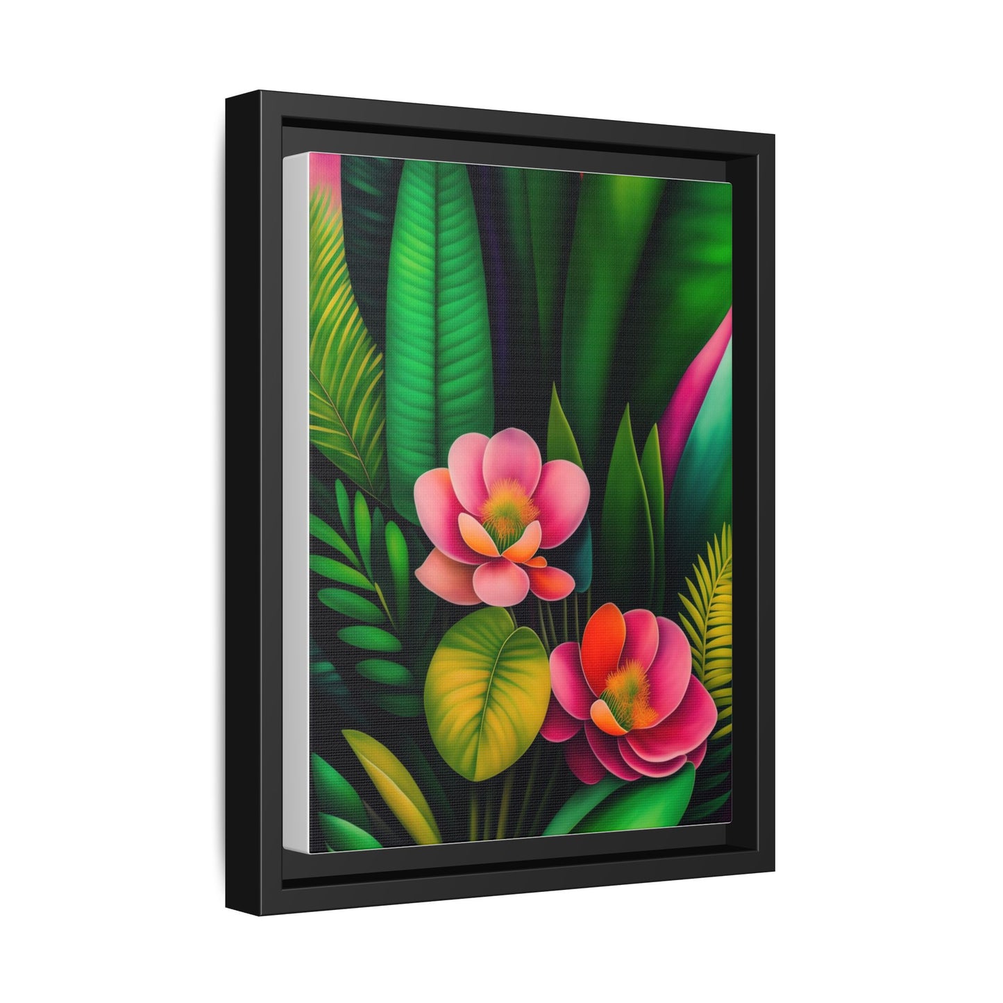 Vibrant Floral Wall Art, Framed Canvas Print, Tropical Decor, Bright Home Aesthetic, Gift for Nature Lovers, Botanical Artwork
