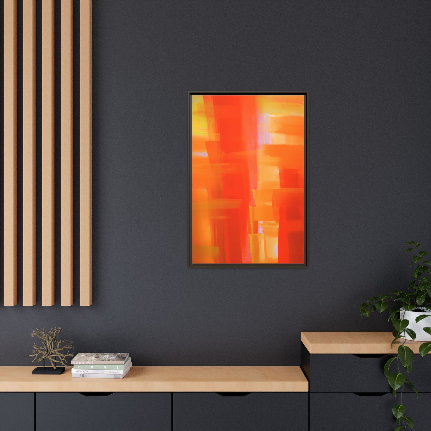 Vibrant Framed Canvas Art - Abstract Multi-Color Decor