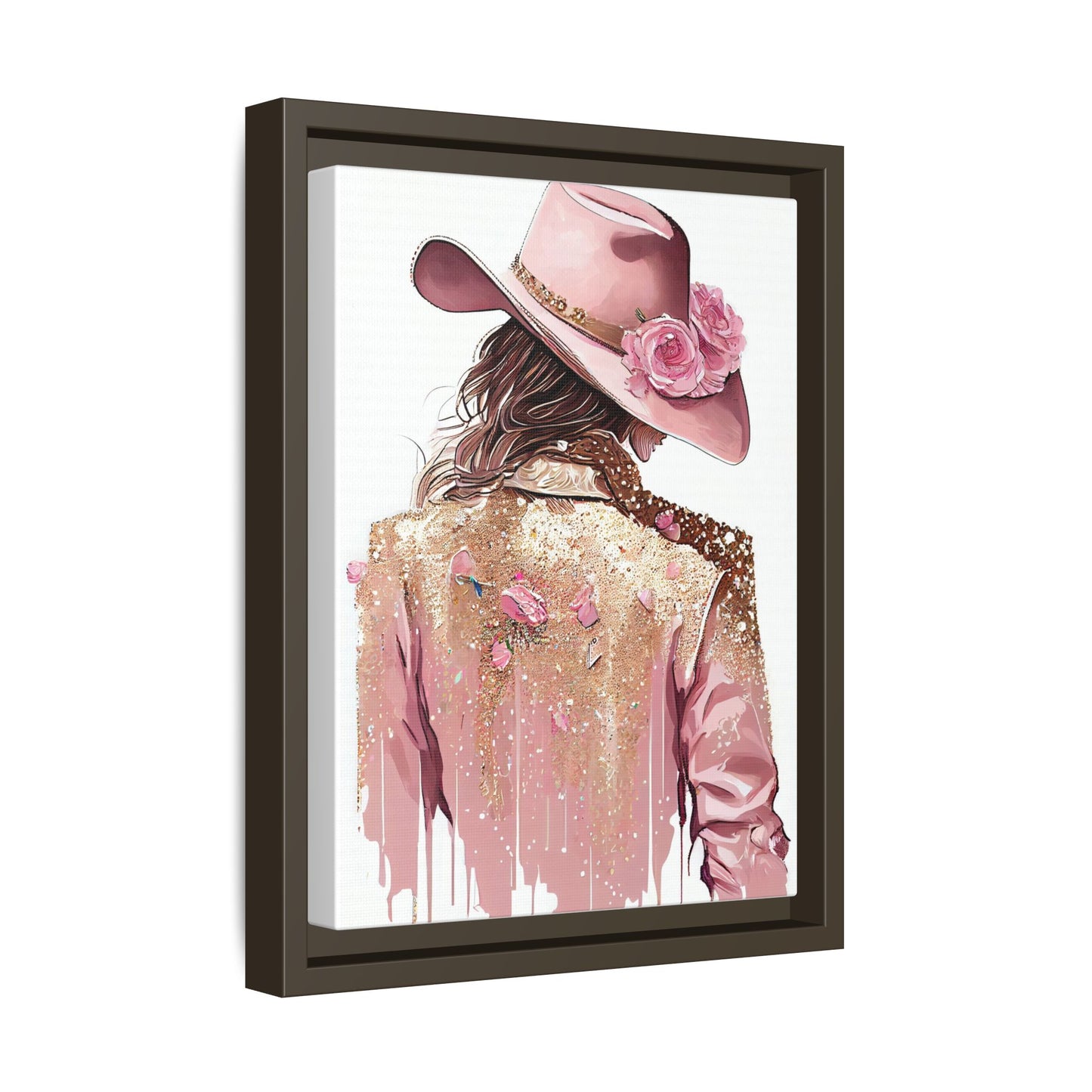 Western Chic Framed Canvas Art - Colorful Floral Cowboy Design