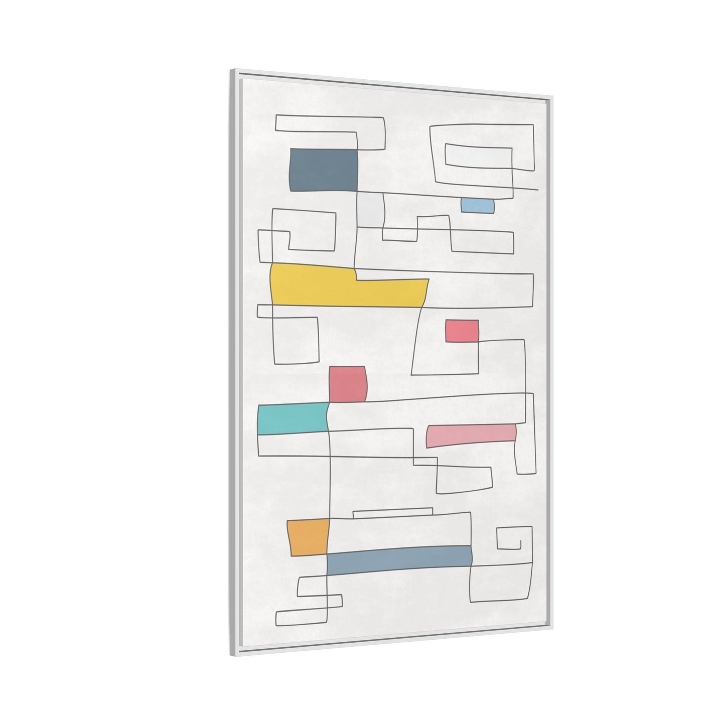 Abstract Line Art Framed Canvas - Modern Multi-Color Wall Decor