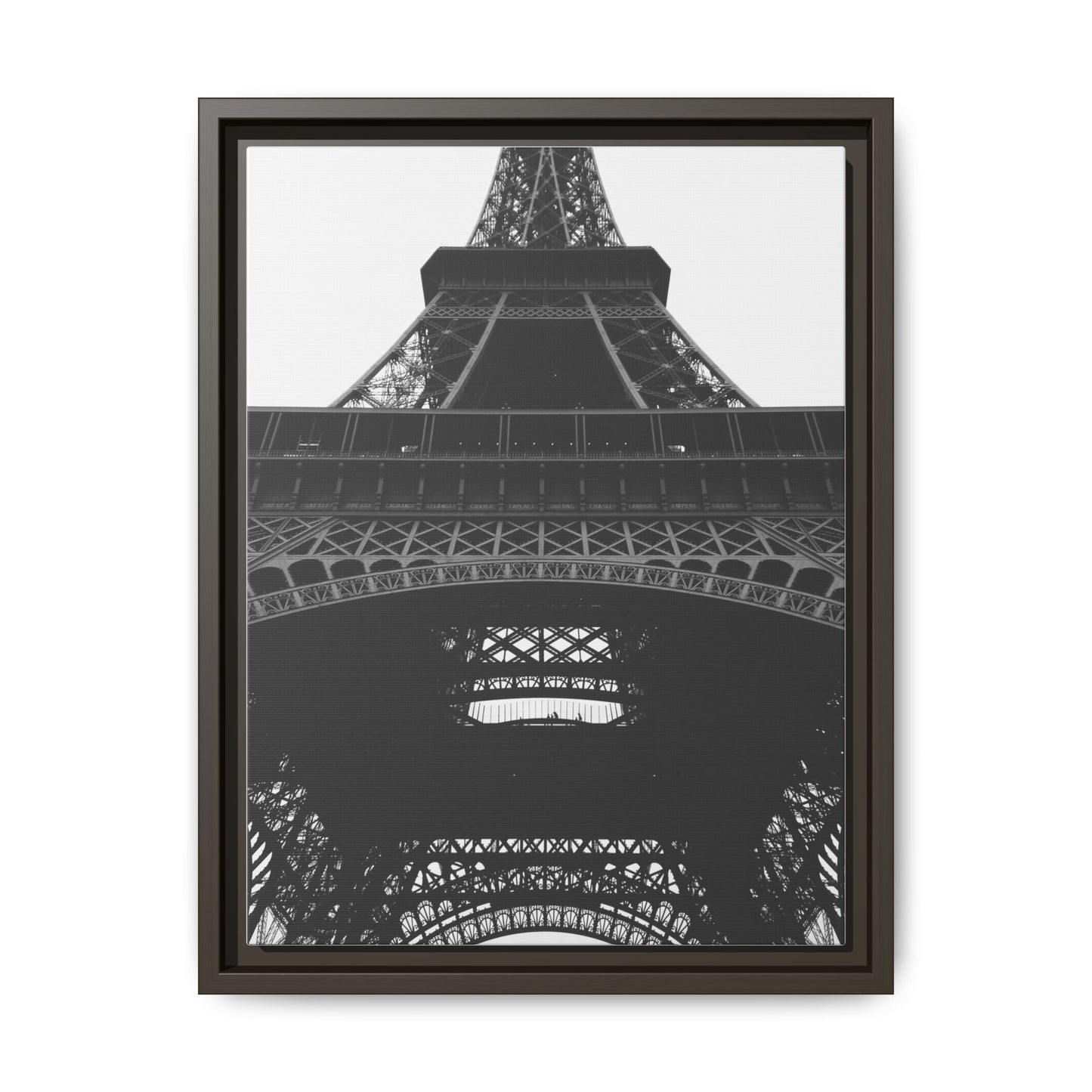 Eiffel Tower Matte Canvas Wall Art - Framed Black and White Decor