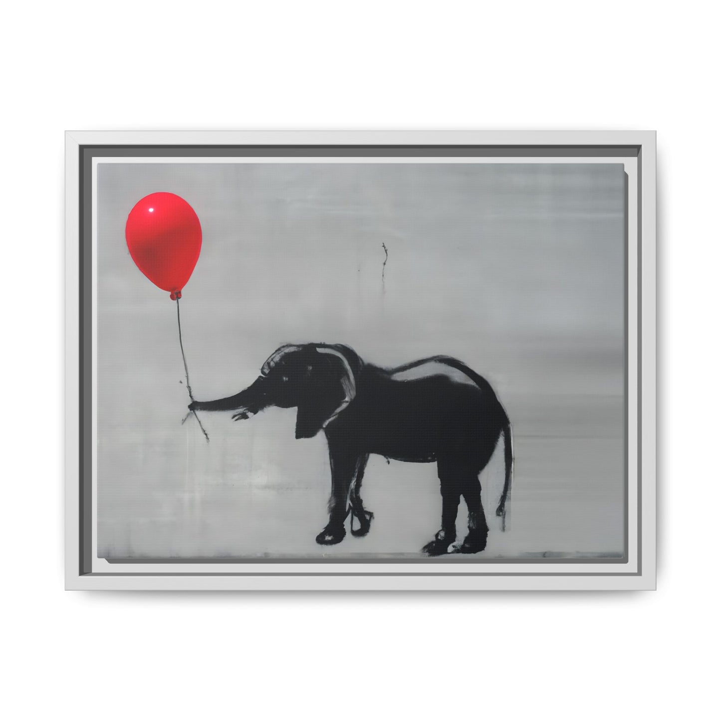 Framed Elephant Canvas Art - Playful Balloon Design