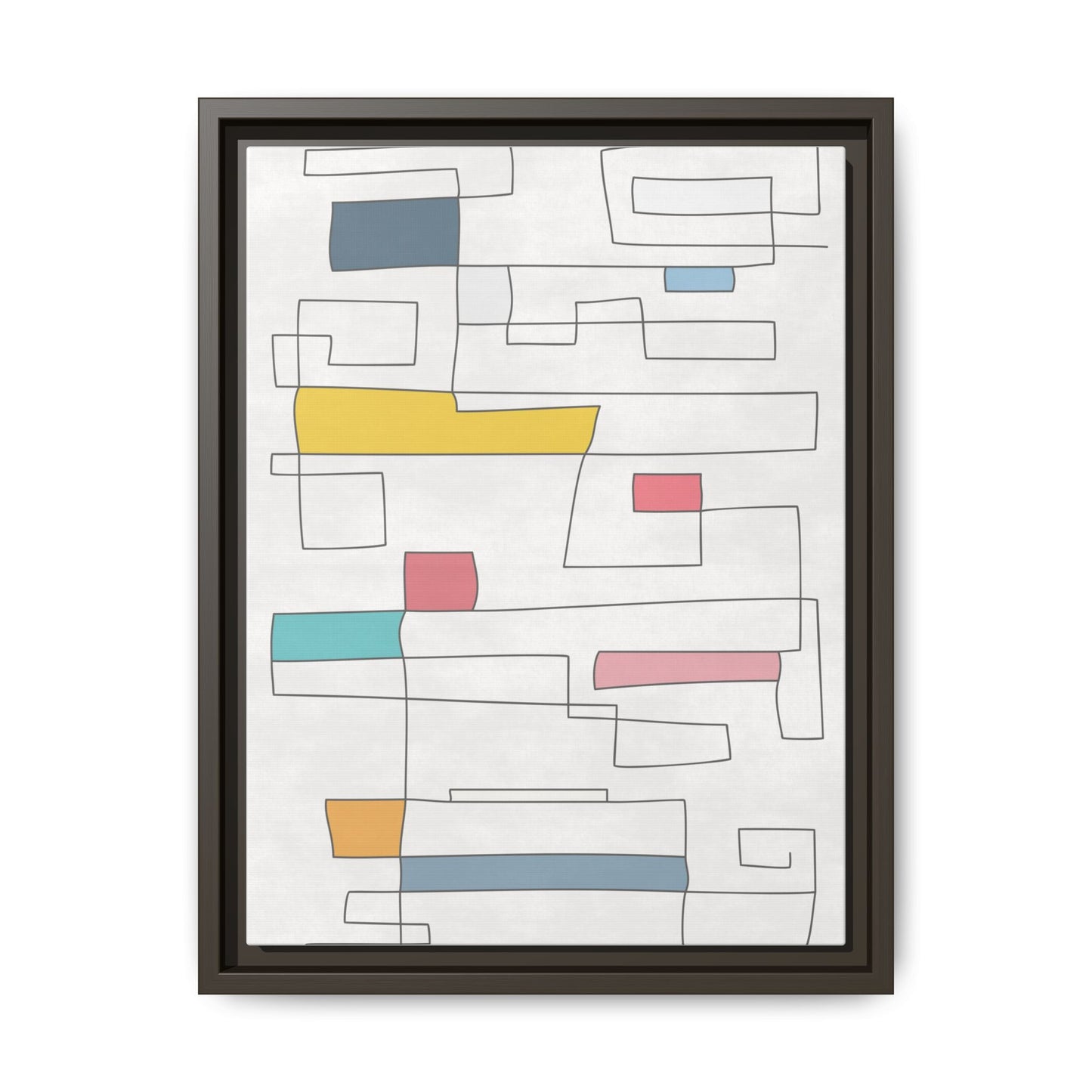 Abstract Line Art Framed Canvas - Modern Multi-Color Wall Decor