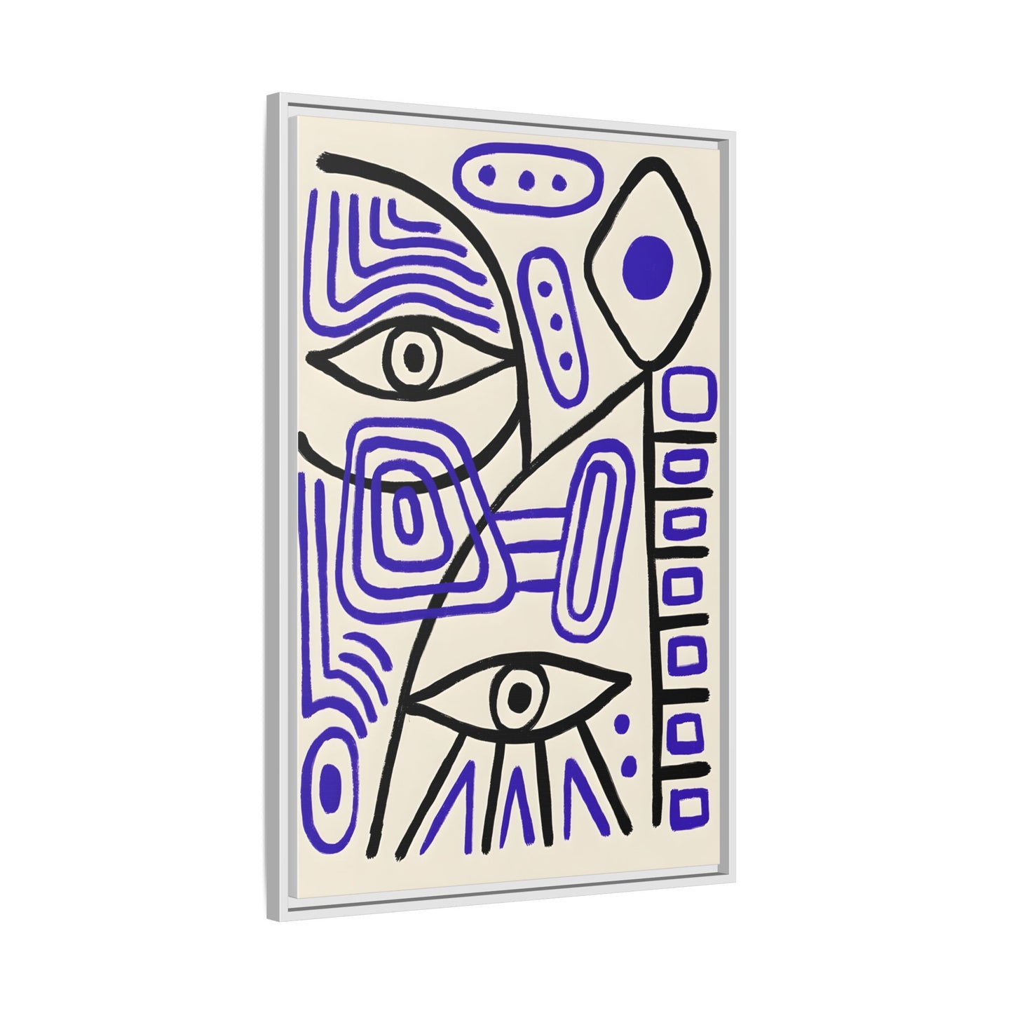 Abstract Line Art Canvas Print - Modern Black and Purple Framed Artwork