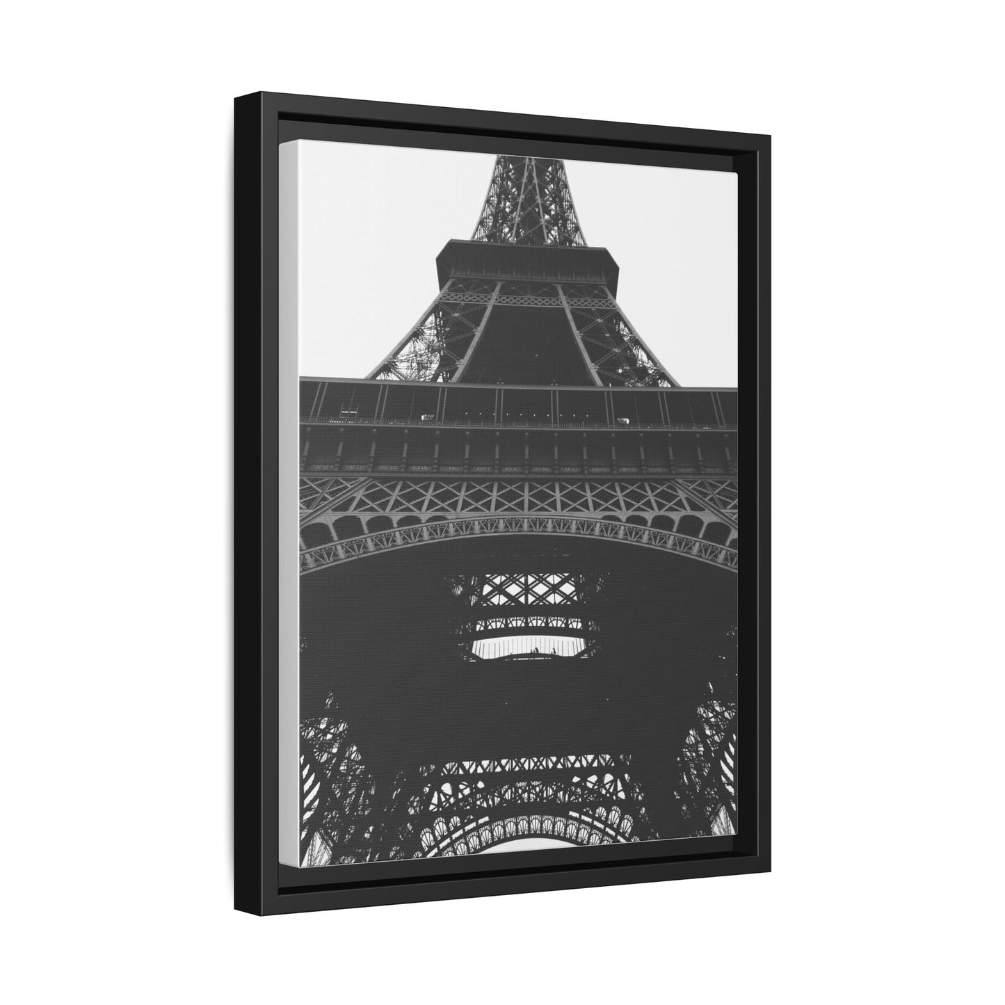 Eiffel Tower Matte Canvas Wall Art - Framed Black and White Decor