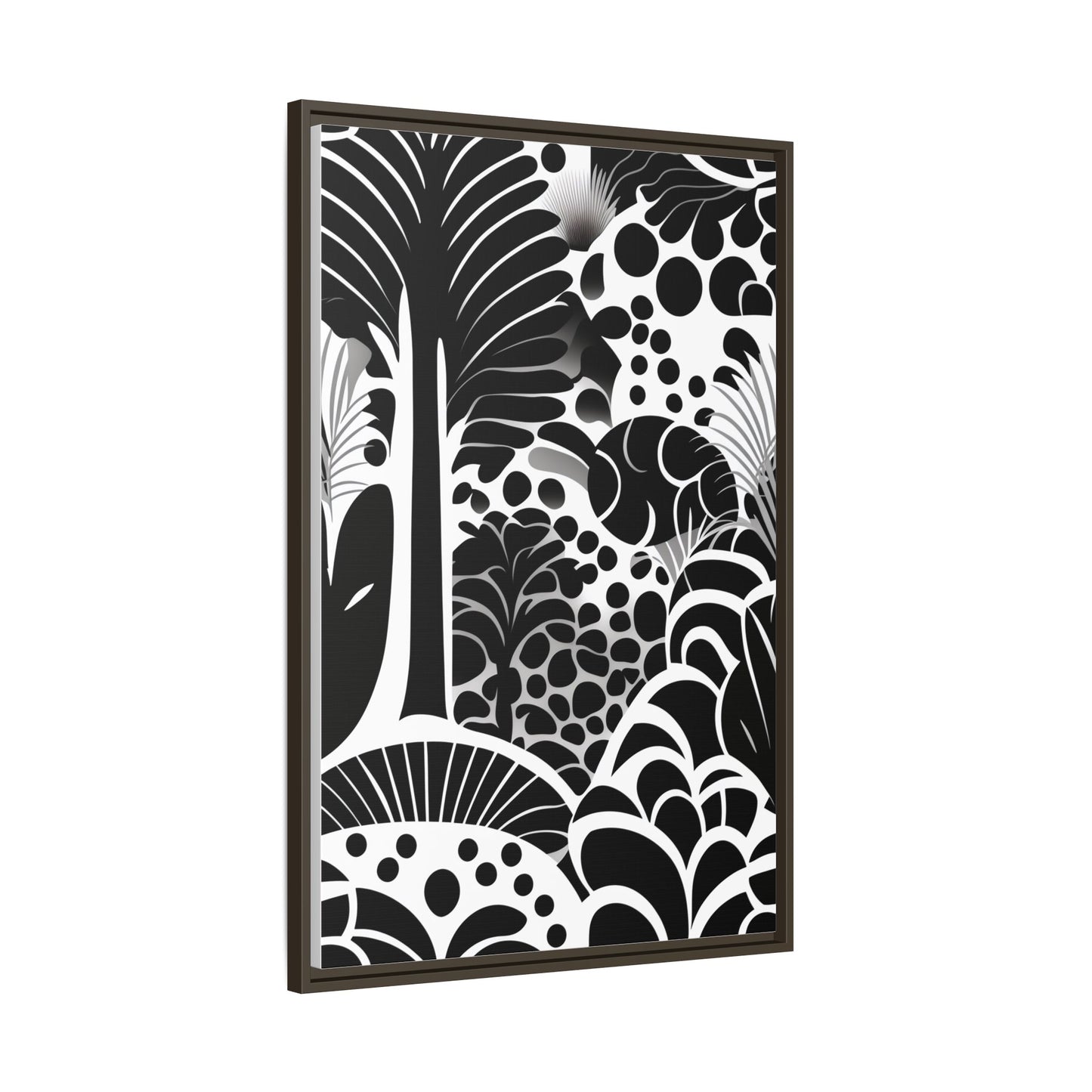 Black and White Framed Art Print, Modern Wall Décor, Minimalist Home Decoration, Botanical Canvas Artwork, Gift for Art Lovers