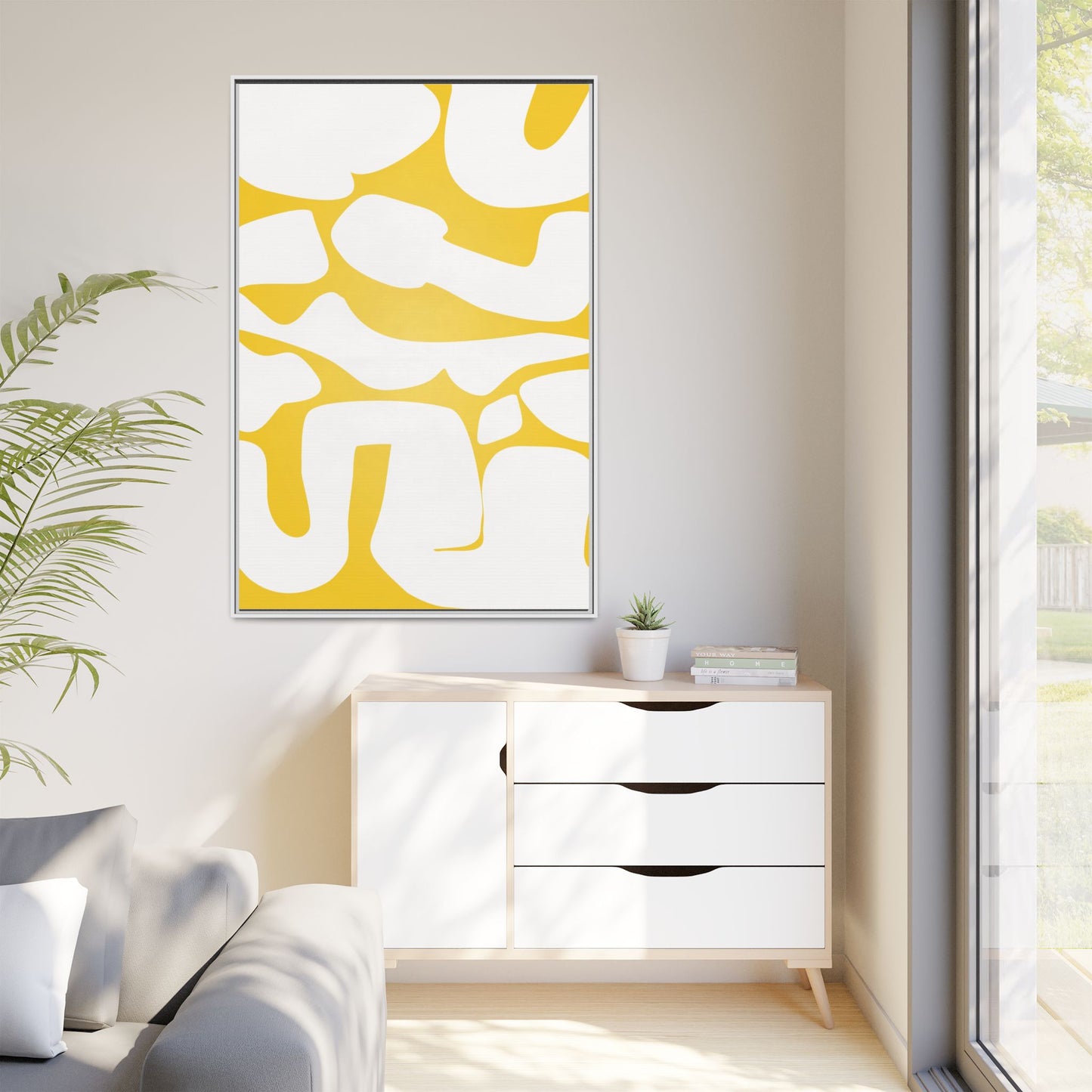 Abstract Yellow Art Print - Framed Matte Canvas Wall Decor