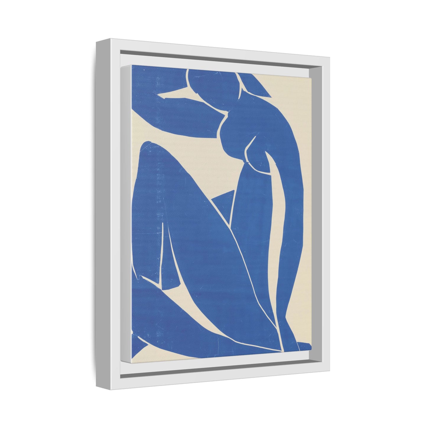 Contemporary Framed Canvas Art - Blue Abstract Figure, Modern Home Decor, Gift for Art Lovers, Stylish Wall Art, Feminine Vibe