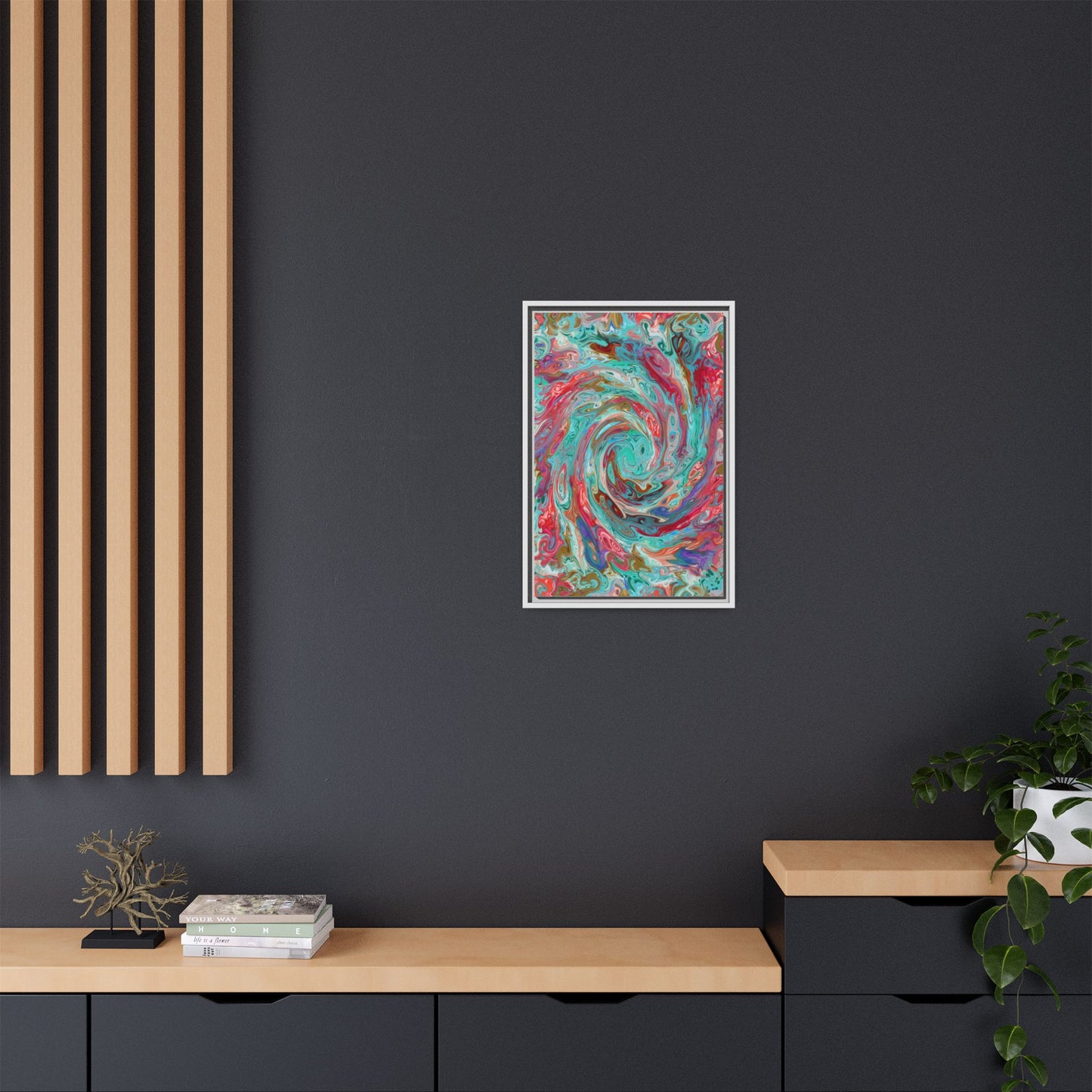 Vibrant Swirl Art Print - Multi-Color Framed Canvas Decor