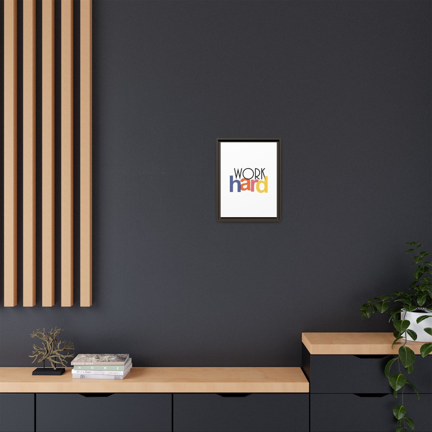 Framed Wall Art: Motivational 'WORK hard' Canvas Print | Office Decor, Gift for Student, Inspirational Wall Decor, Home Office Wall Art