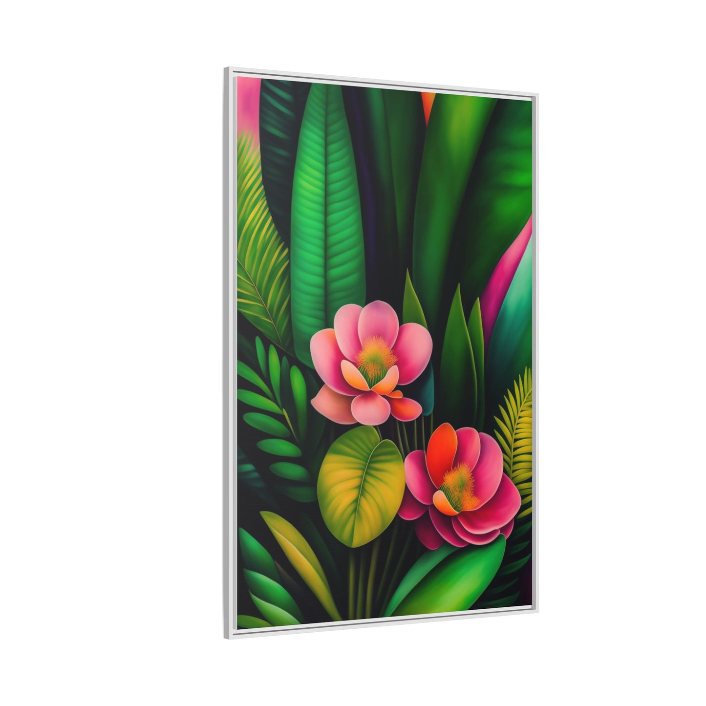 Vibrant Floral Wall Art, Framed Canvas Print, Tropical Decor, Bright Home Aesthetic, Gift for Nature Lovers, Botanical Artwork