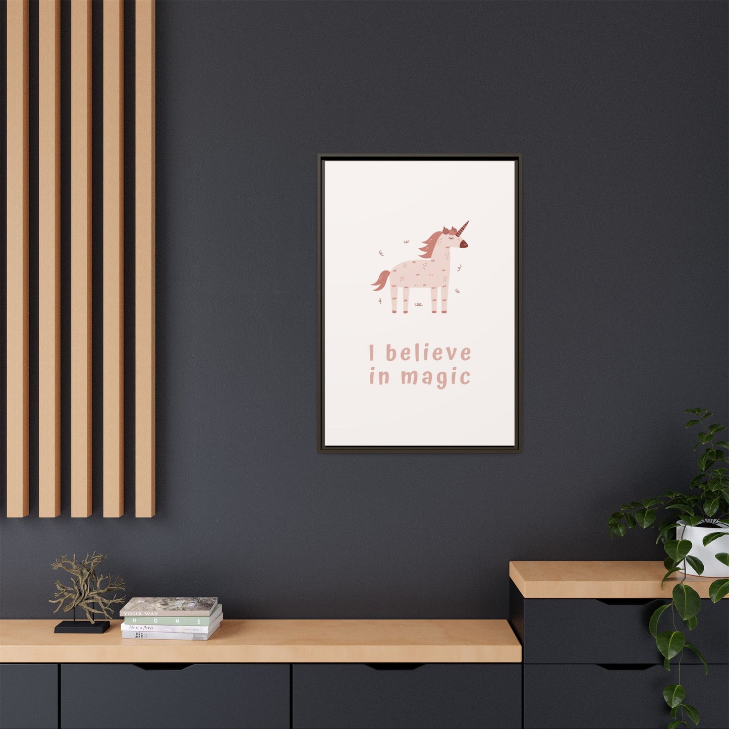Framed Unicorn Art Print, Magical Home Decor for Kids, Whimsical Nursery Wall Art, Belief in Magic Poster, Gift for Unicorn Lovers