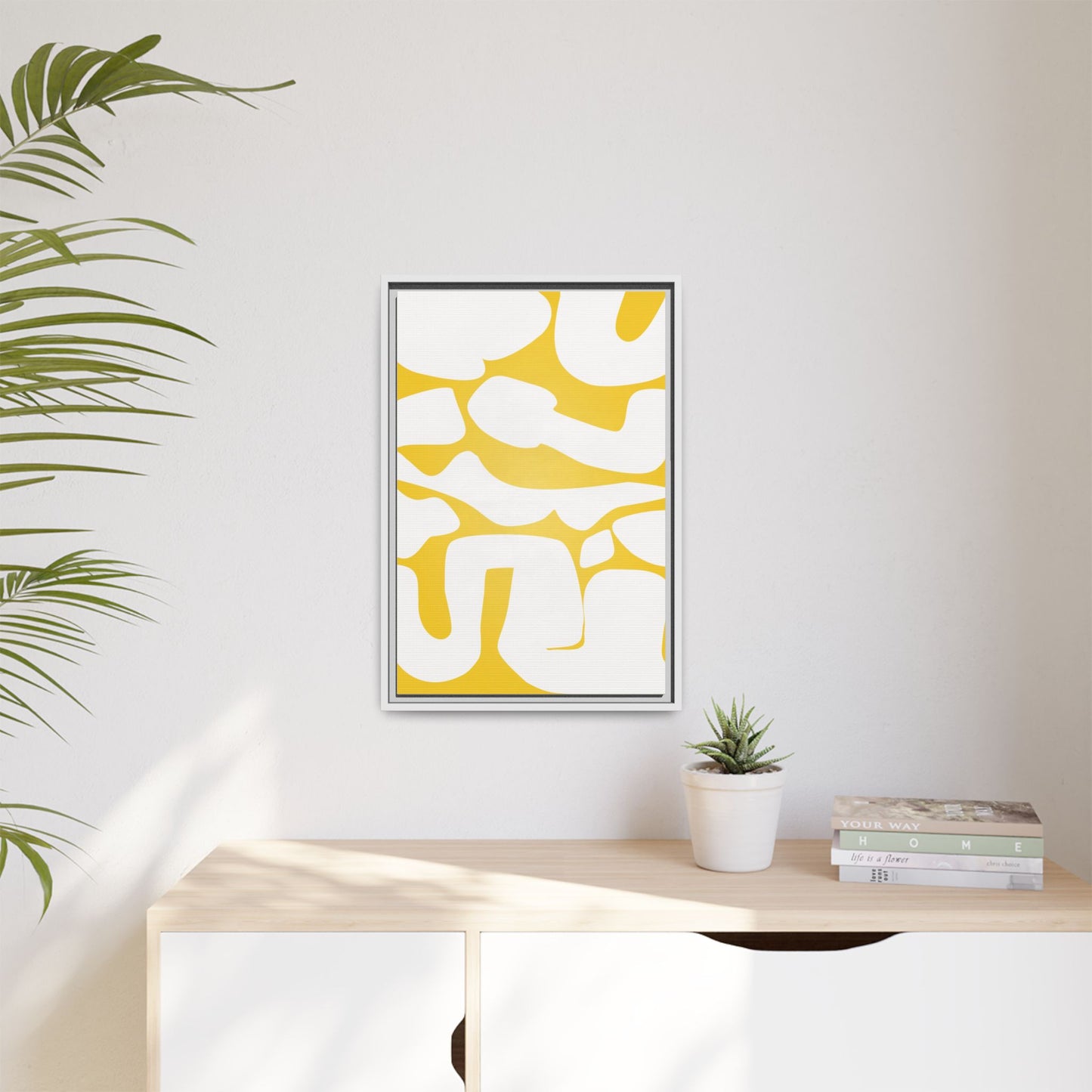 Abstract Yellow Art Print - Framed Matte Canvas Wall Decor