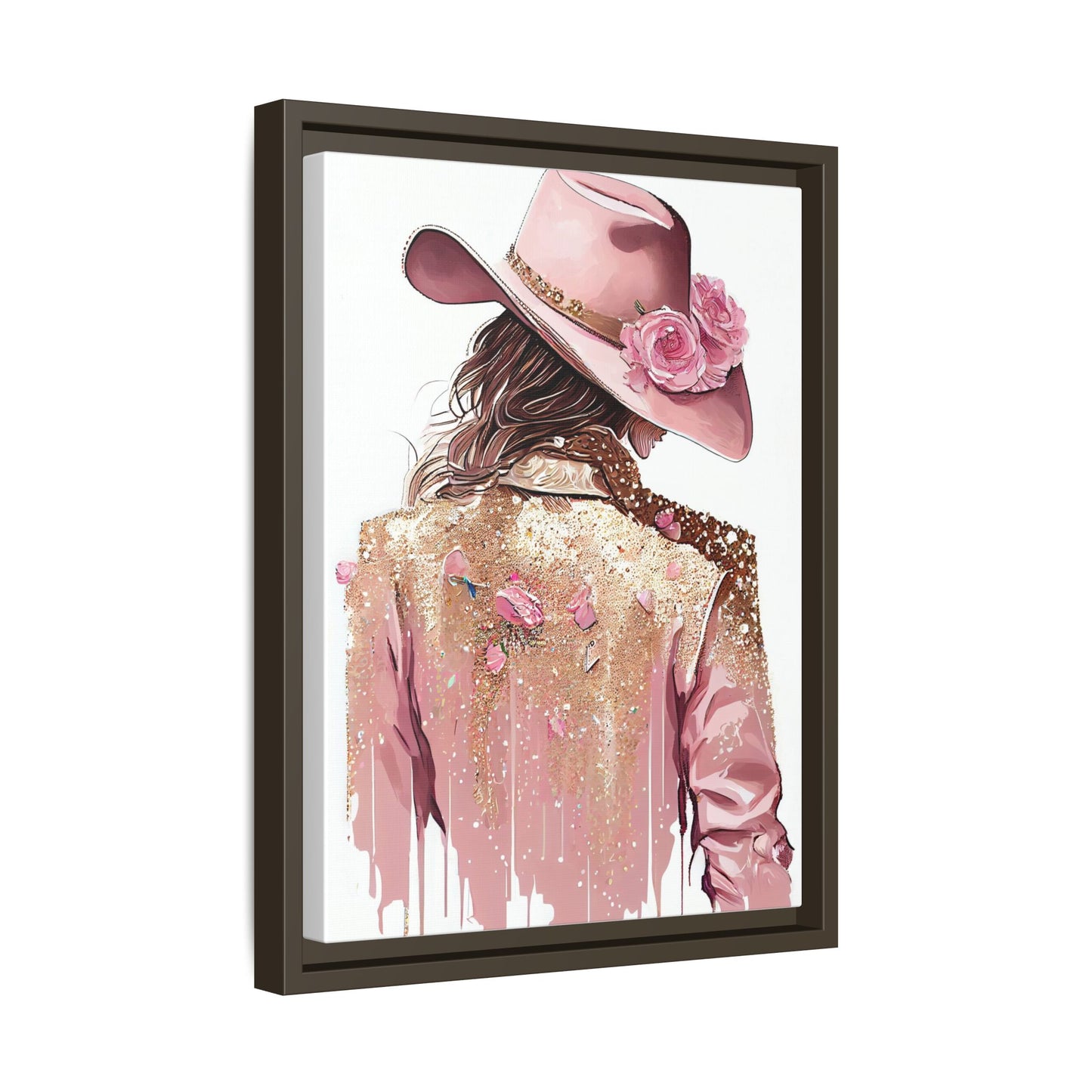 Western Chic Framed Canvas Art - Colorful Floral Cowboy Design