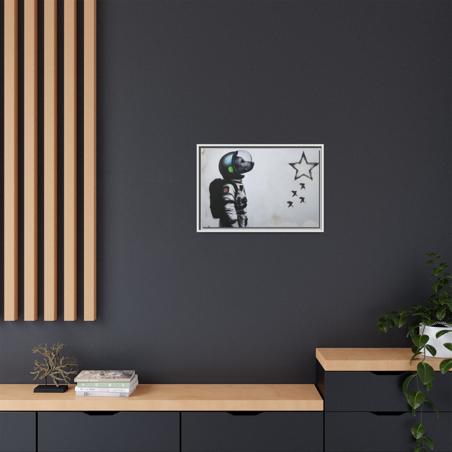 Astronaut Wall Art - Framed Matte Canvas Print for Dreamers and Space Enthusiasts