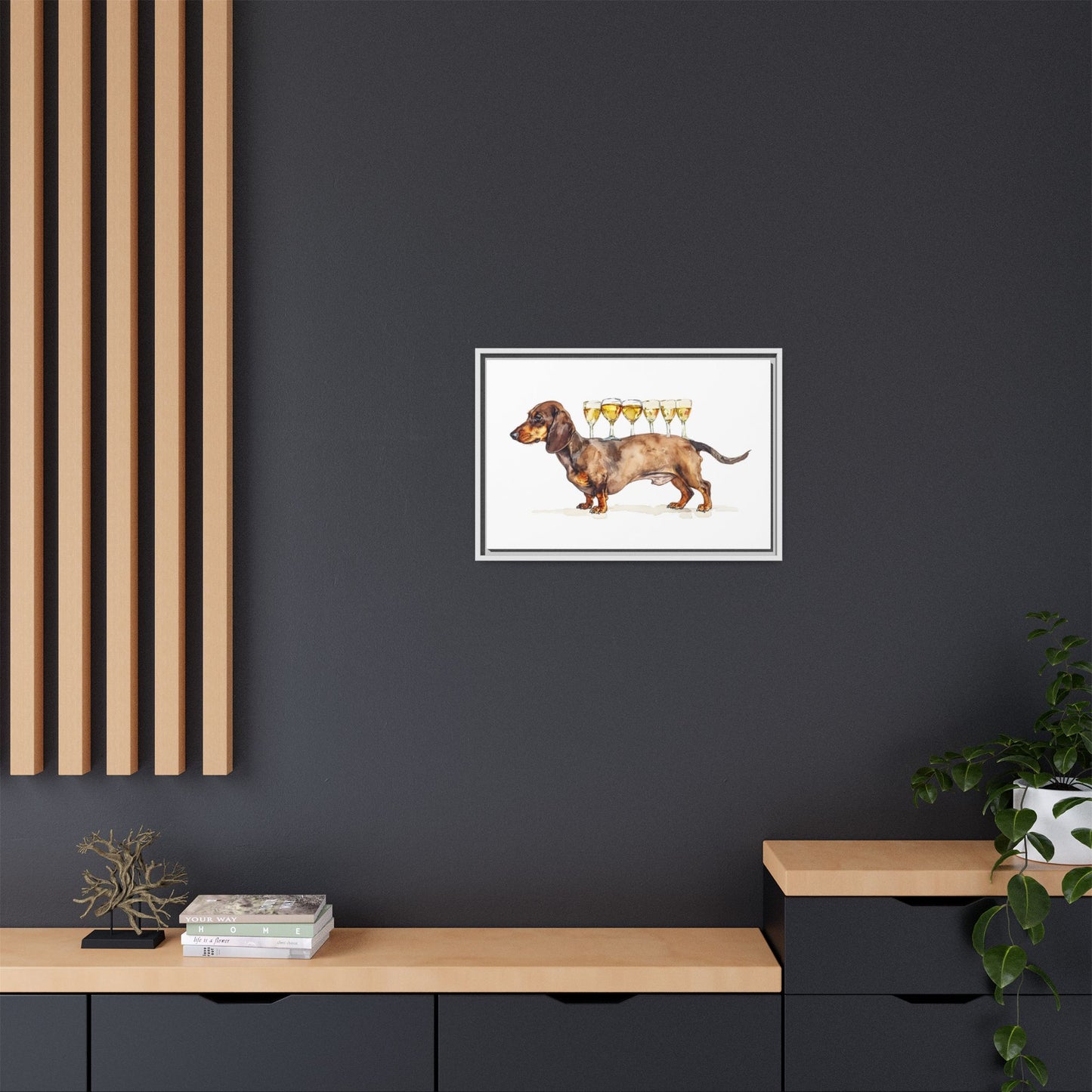 Dachshund Drink Art Print, Framed Wall Decor, Dog Lovers Gift, Pet Lover Decor, Funny Dog Art, Home Bar Decoration