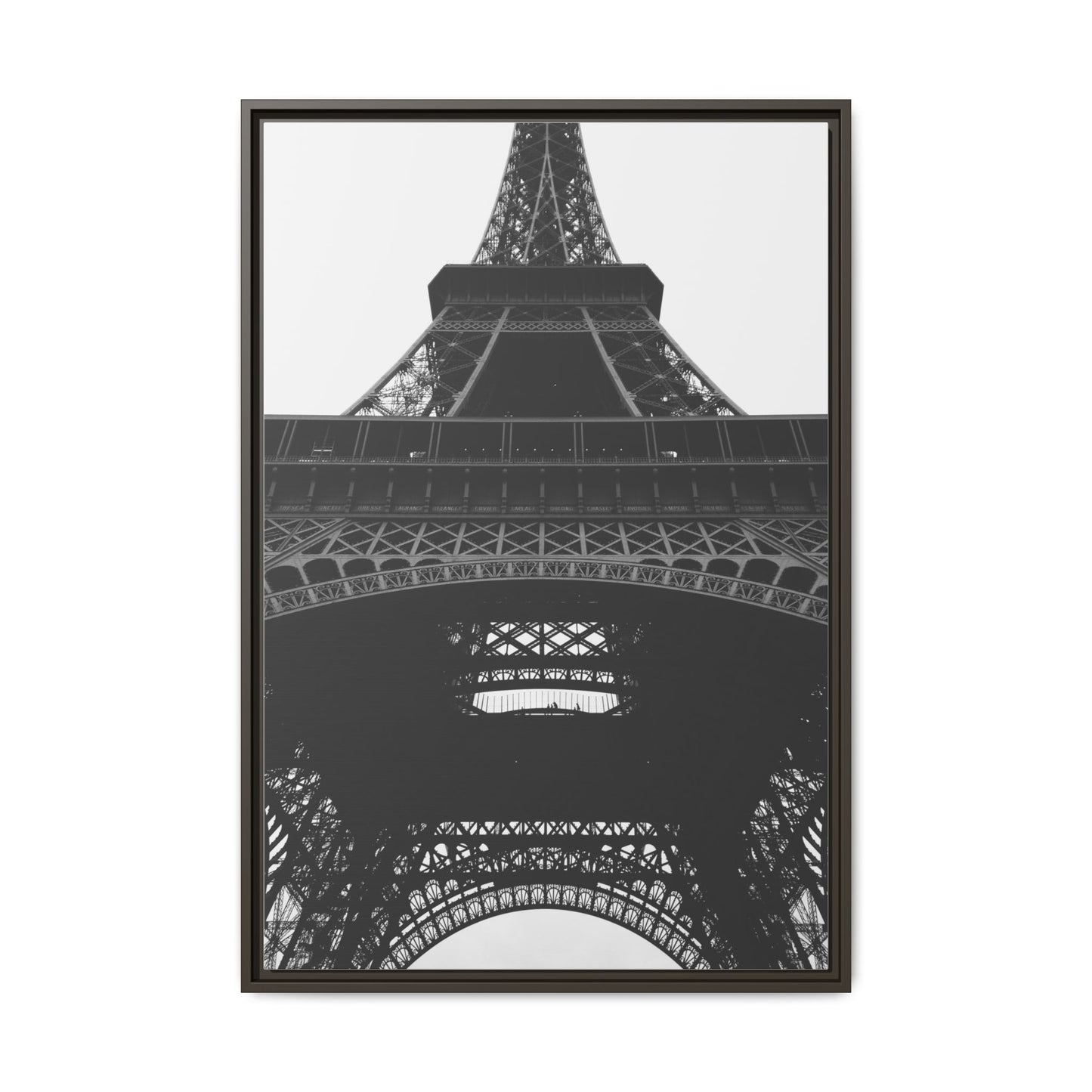 Eiffel Tower Matte Canvas Wall Art - Framed Black and White Decor