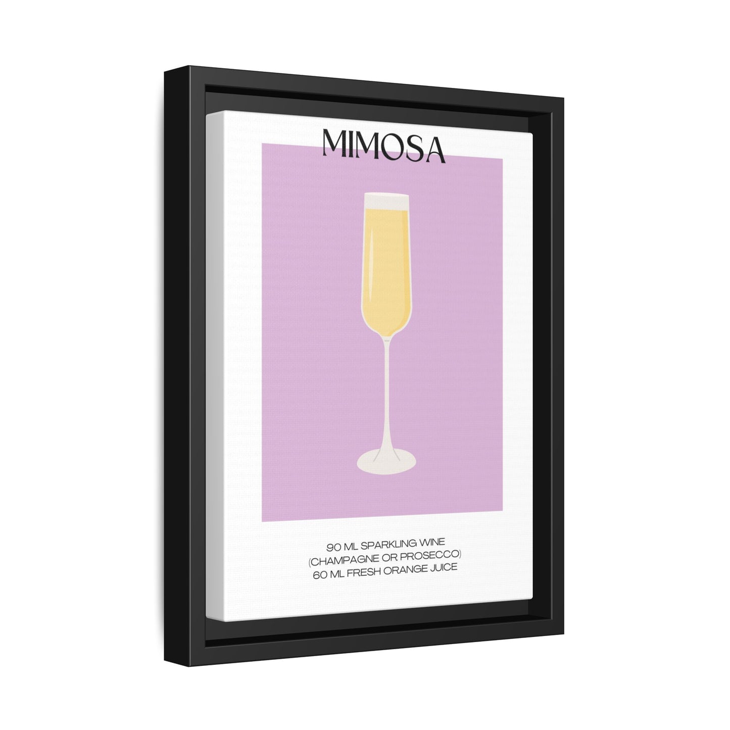 Mimosa Recipe Canvas Wall Art, Framed Home Decor, Kitchen Wall Art, Brunch Decoration, Gift for Foodies, Modern Art Print