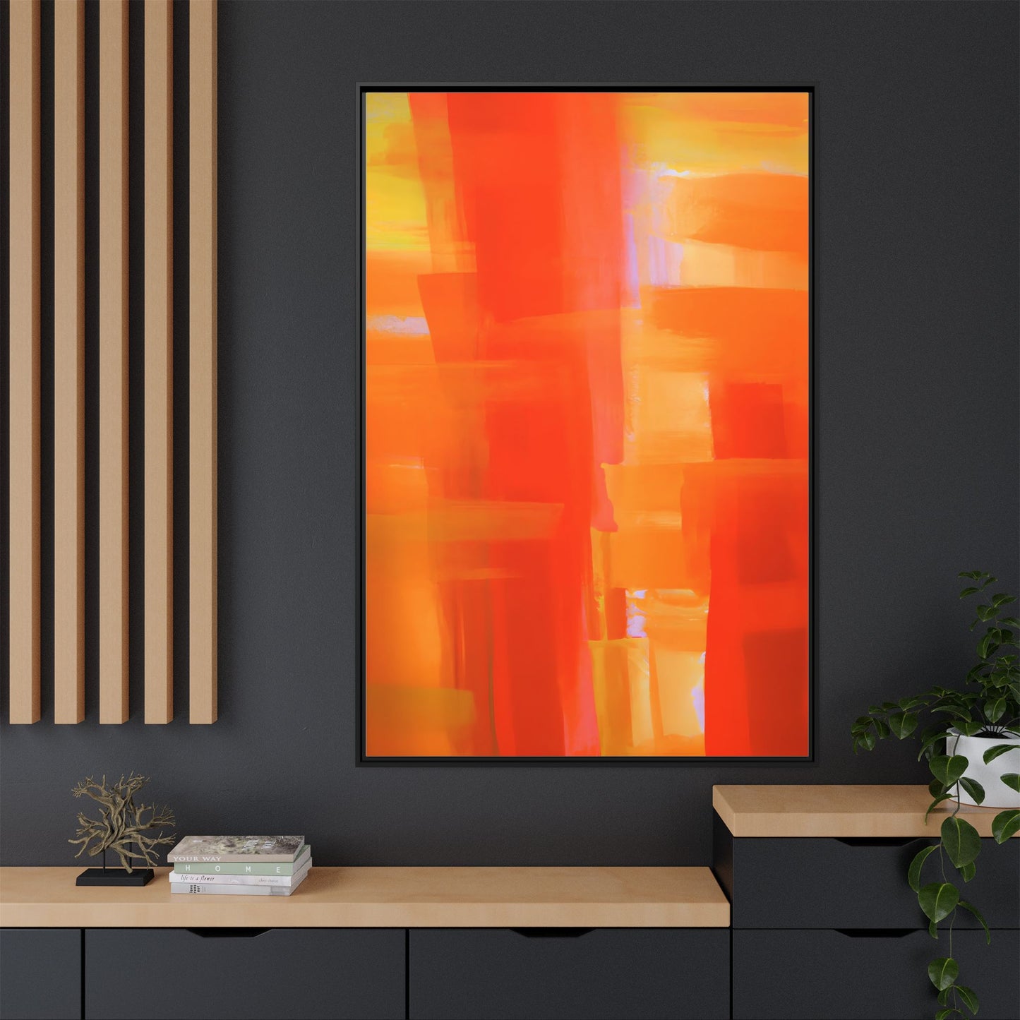 Vibrant Framed Canvas Art - Abstract Multi-Color Decor