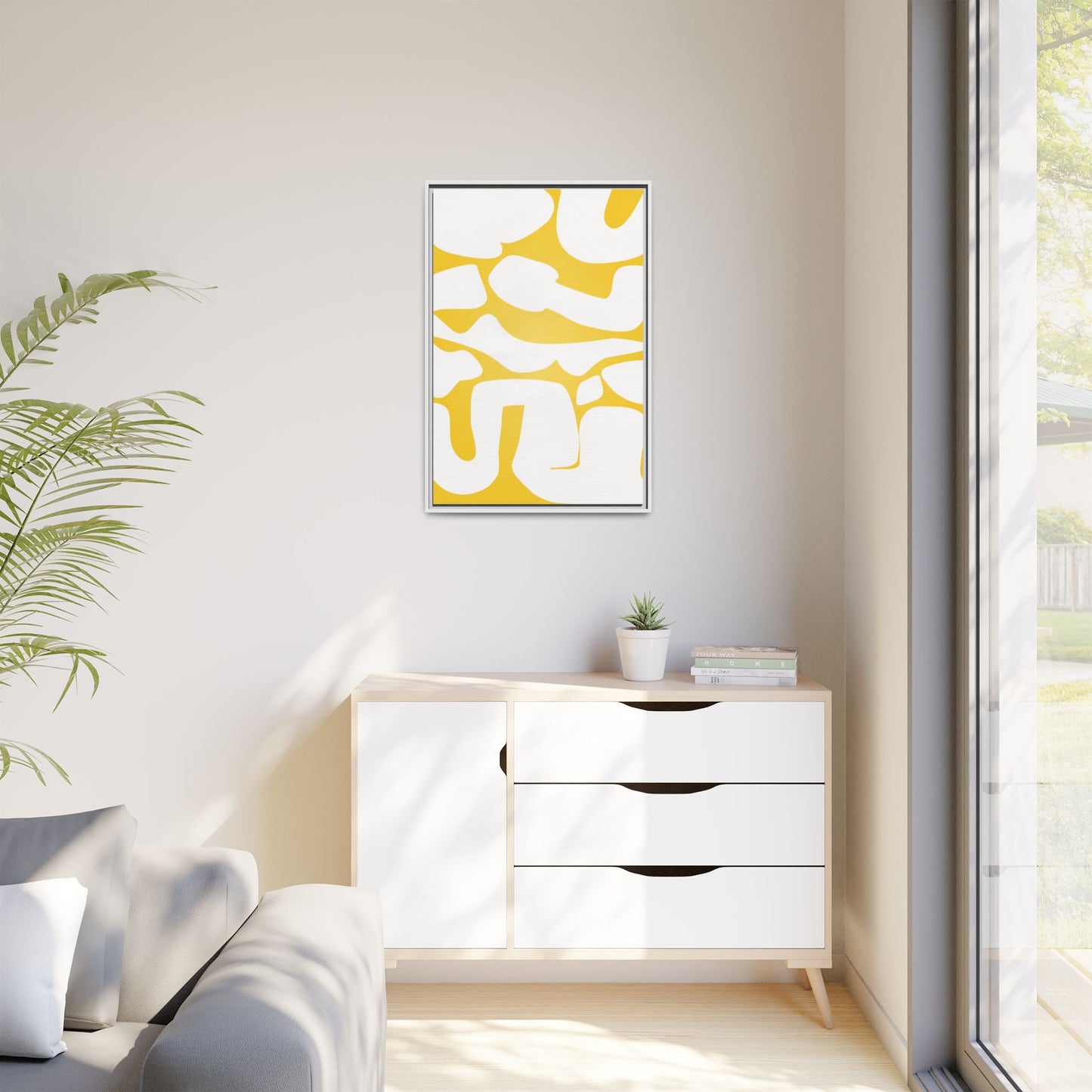 Abstract Yellow Art Print - Framed Matte Canvas Wall Decor