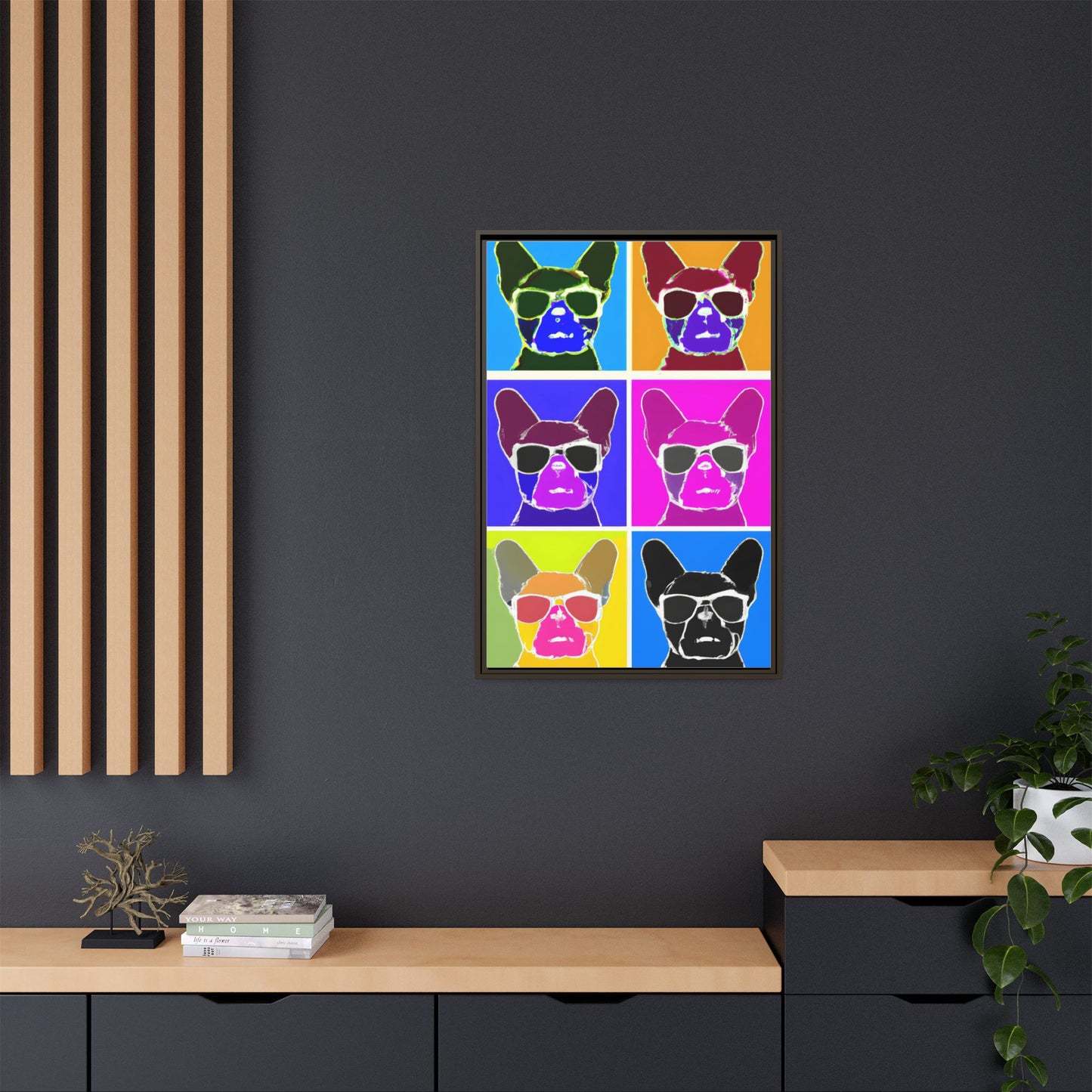 Colorful Dog Art Print - Framed Matte Canvas