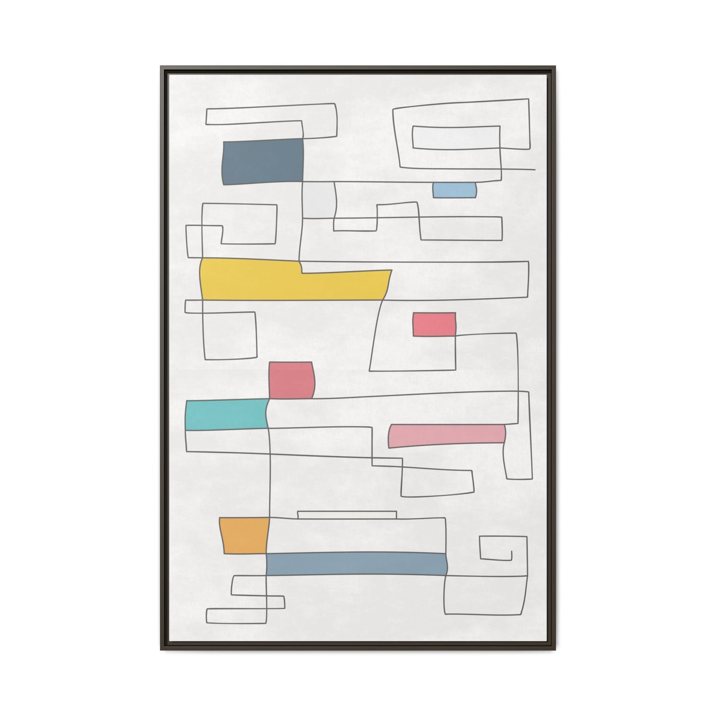 Abstract Line Art Framed Canvas - Modern Multi-Color Wall Decor
