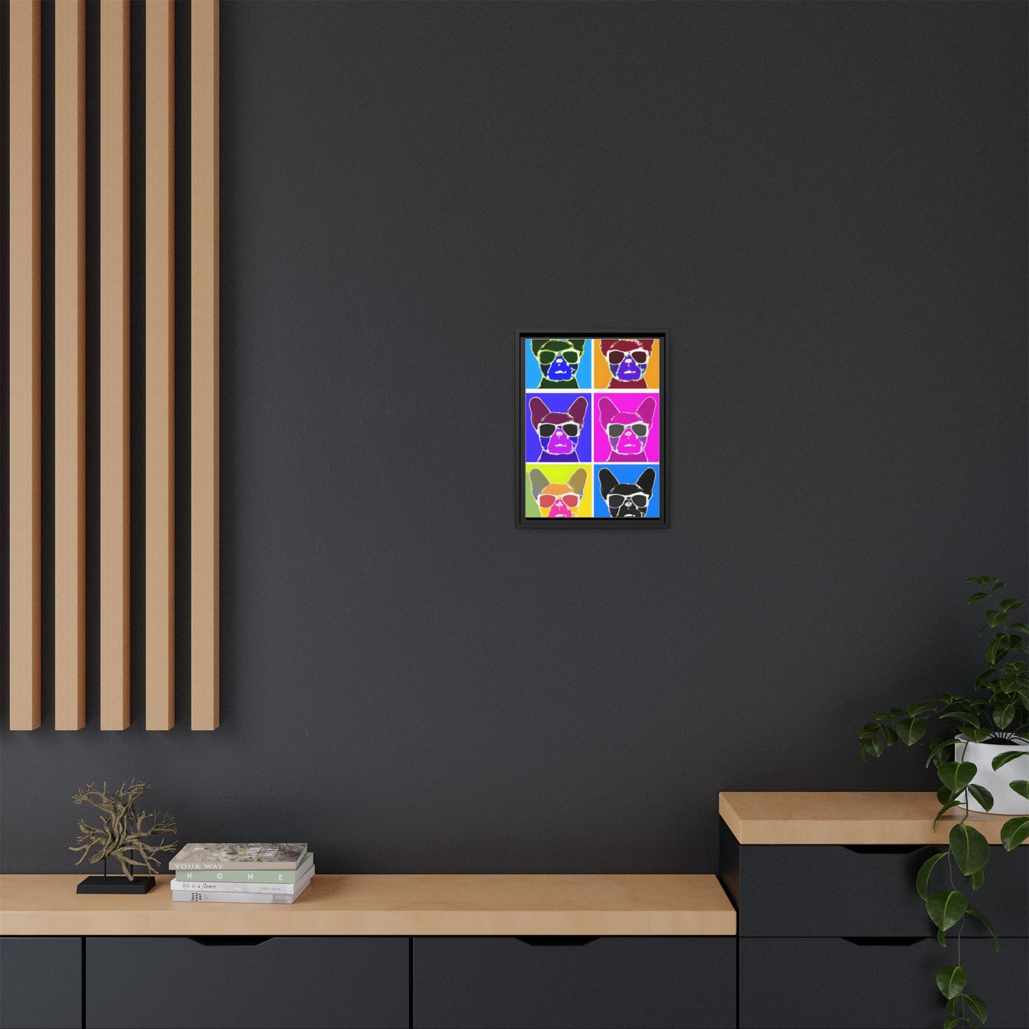 Colorful Dog Art Print - Framed Matte Canvas