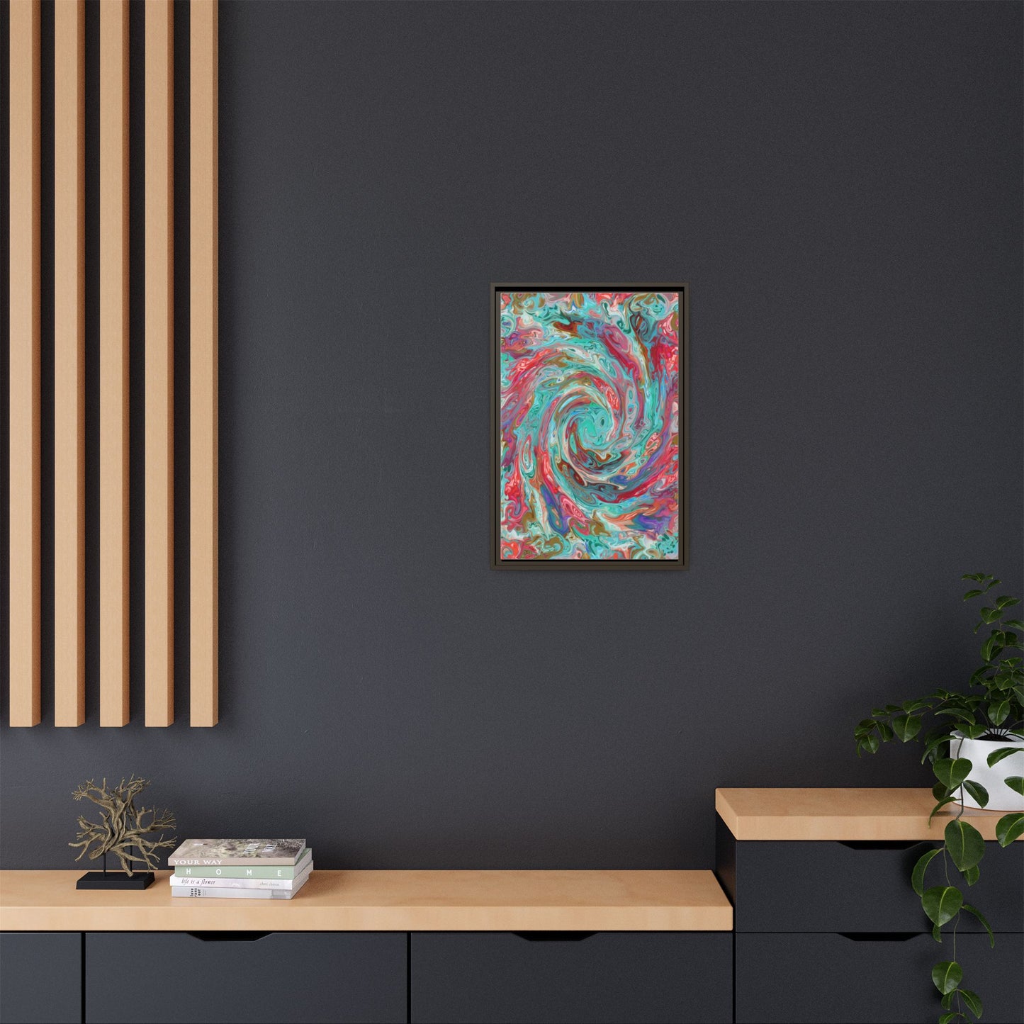 Vibrant Swirl Art Print - Multi-Color Framed Canvas Decor