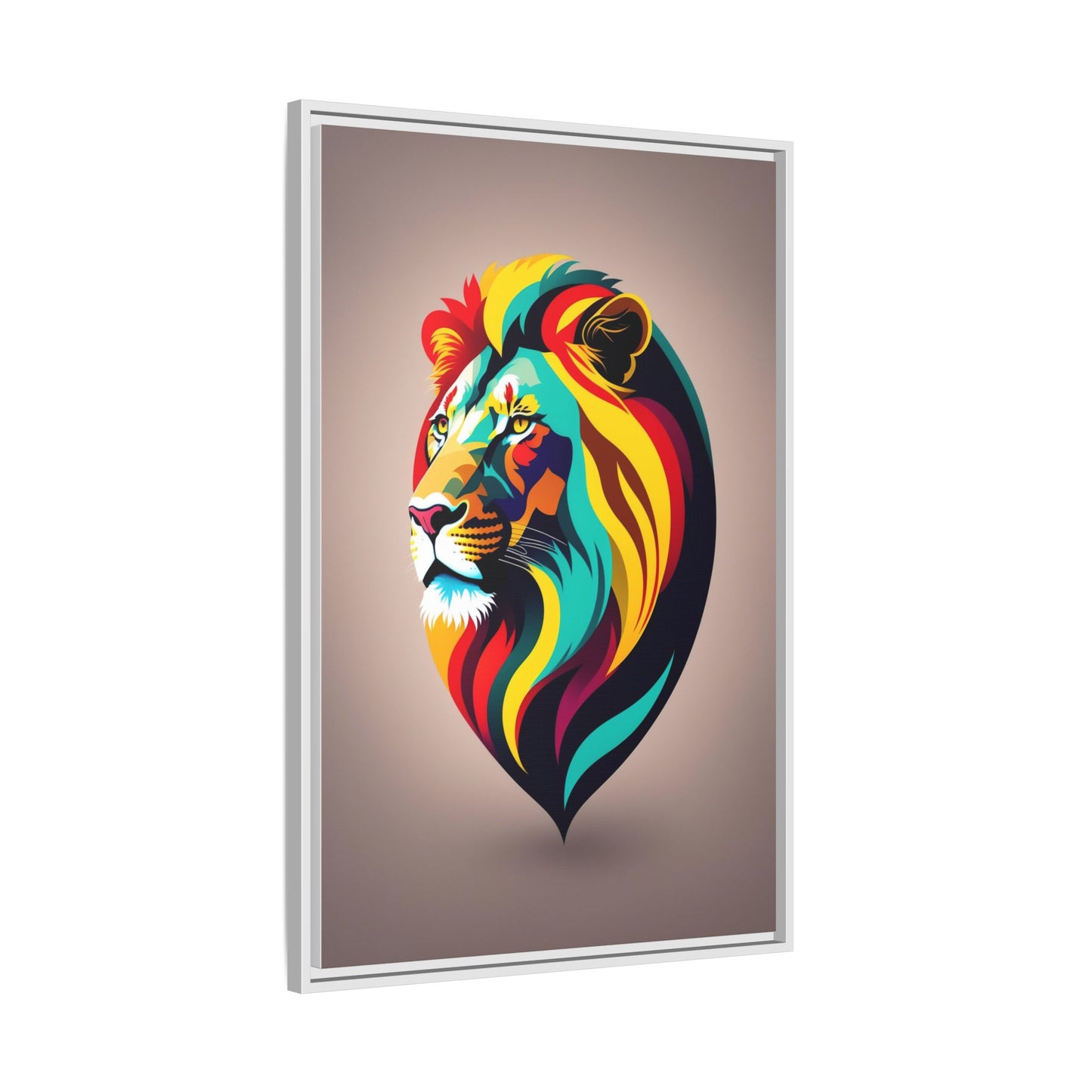 Vibrant Lion Canvas Wall Art, Framed Art Print, Colorful Animal Decor, Living Room Art, Unique Gift Idea