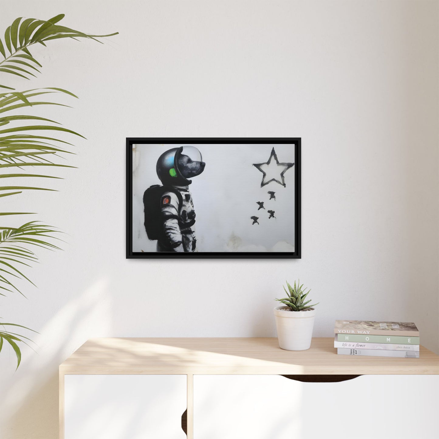 Astronaut Wall Art - Framed Matte Canvas Print for Dreamers and Space Enthusiasts