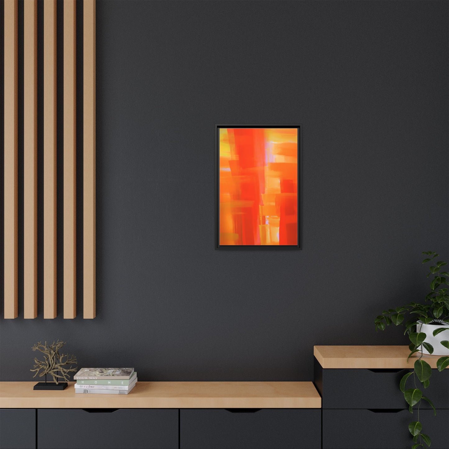 Vibrant Framed Canvas Art - Abstract Multi-Color Decor
