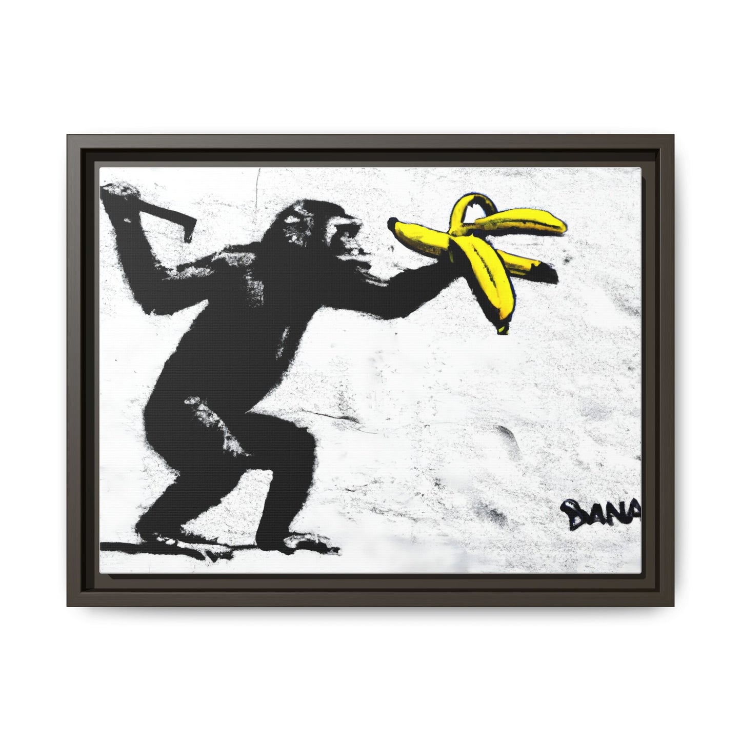Framed Canvas Art - Playful Monkey with Bananas | Whimsical Wall Decor for Home & Office