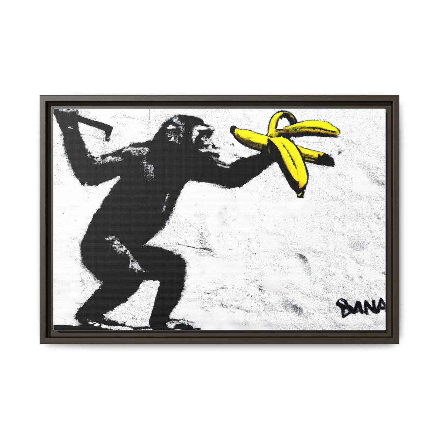 Framed Canvas Art - Playful Monkey with Bananas | Whimsical Wall Decor for Home & Office