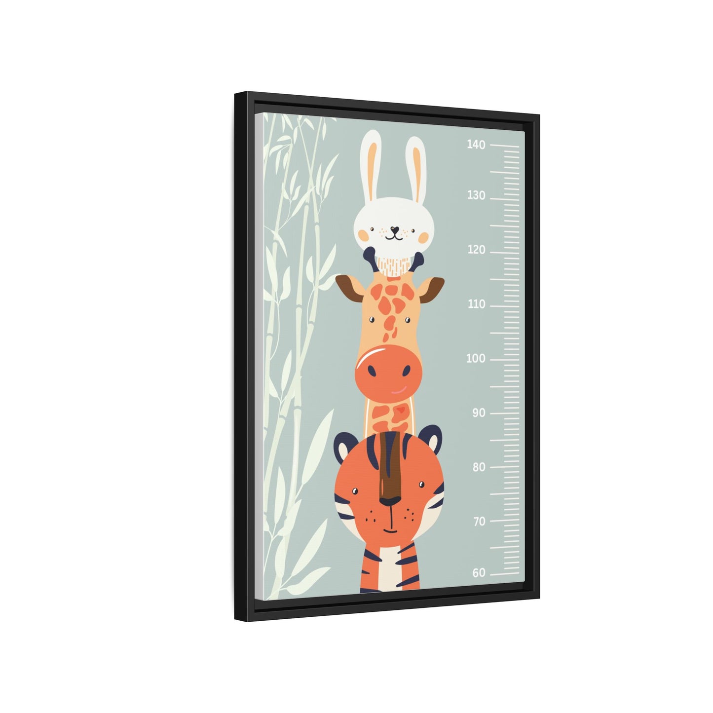 Cute Animal Growth Chart Wall Art, Framed Canvas, Kids Room Decor, Jungle Theme, Baby Shower Gift, Nursery Decoration