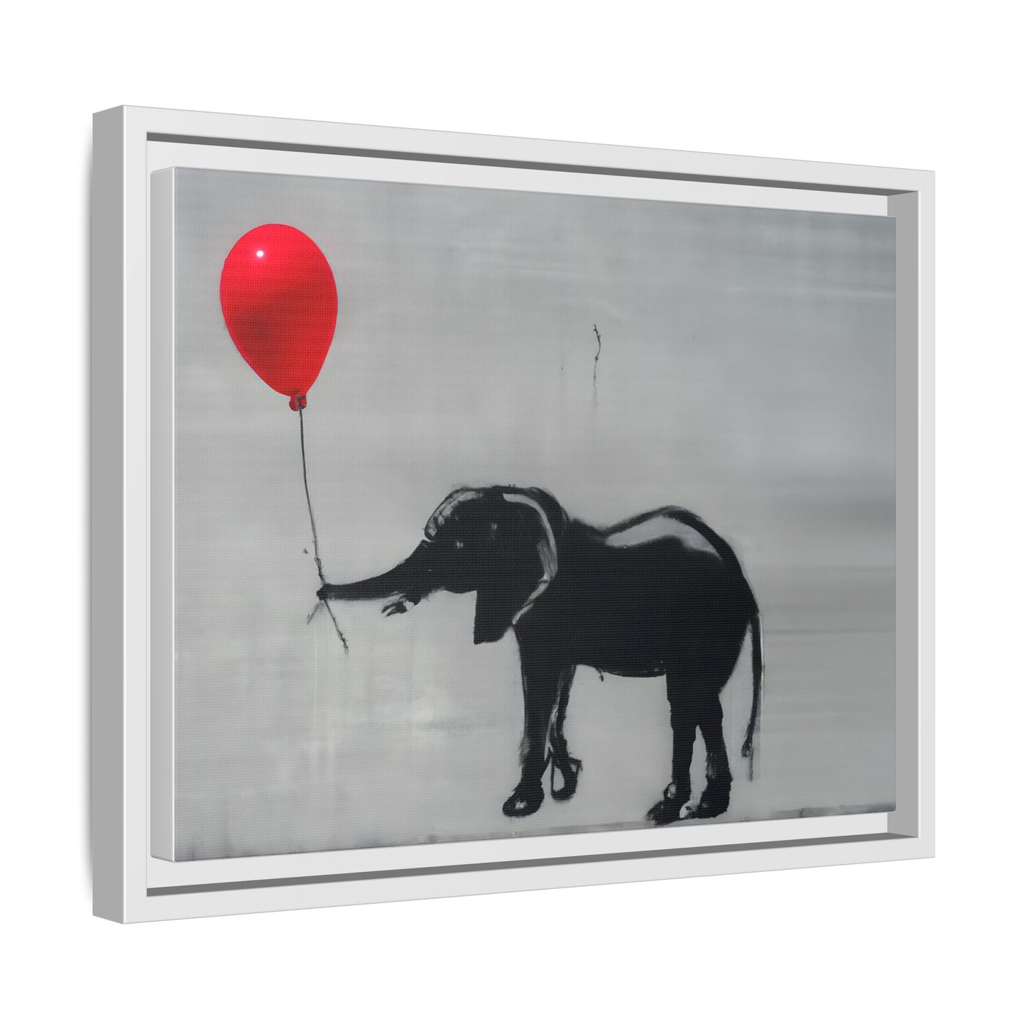Framed Elephant Canvas Art - Playful Balloon Design