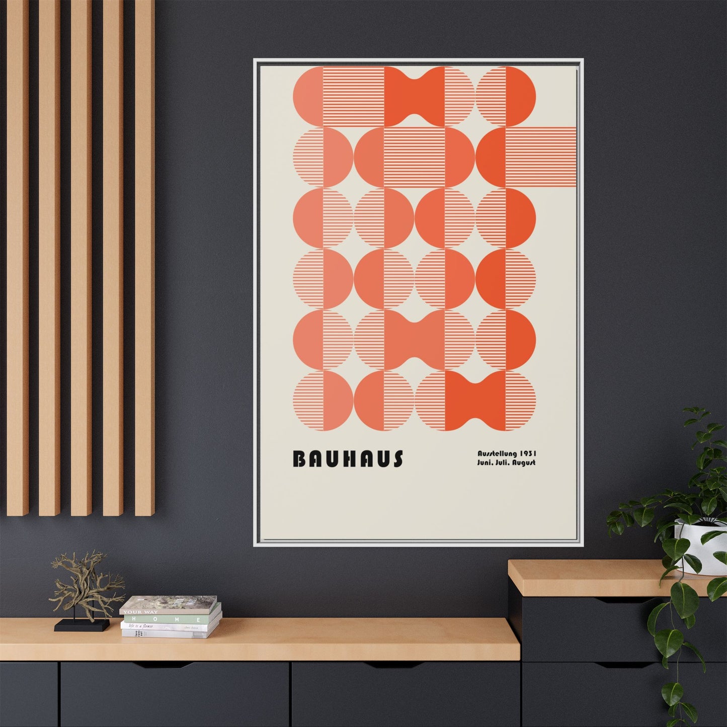 Modern Bauhaus Art Print - Framed Matte Canvas Decor