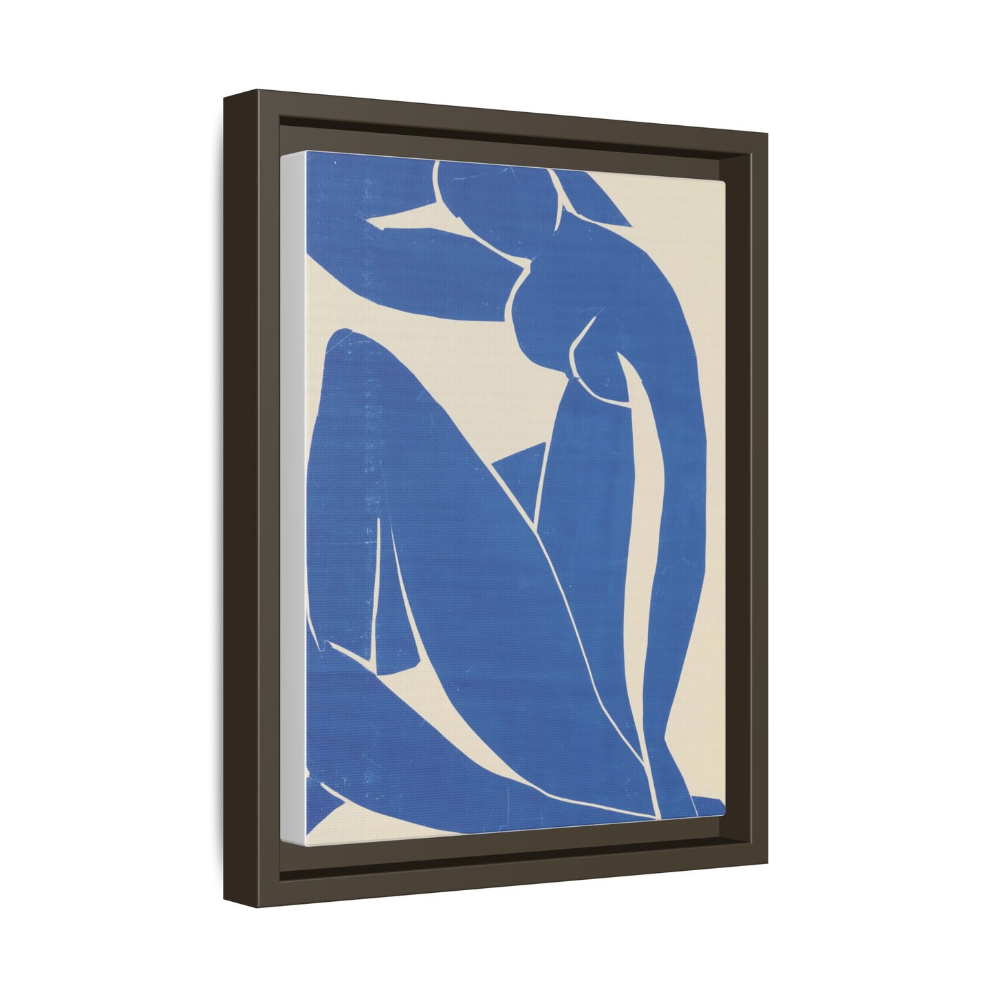 Contemporary Framed Canvas Art - Blue Abstract Figure, Modern Home Decor, Gift for Art Lovers, Stylish Wall Art, Feminine Vibe