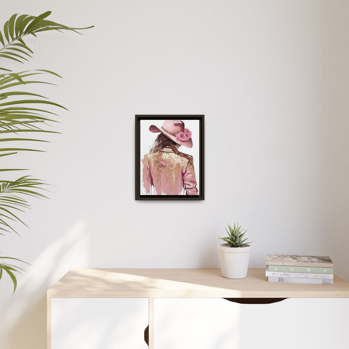 Western Chic Framed Canvas Art - Colorful Floral Cowboy Design