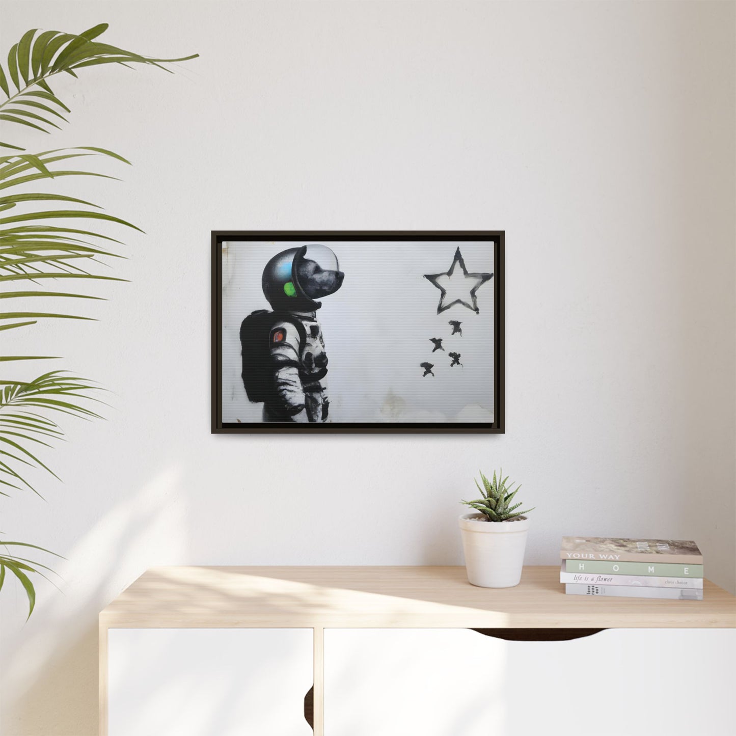 Astronaut Wall Art - Framed Matte Canvas Print for Dreamers and Space Enthusiasts