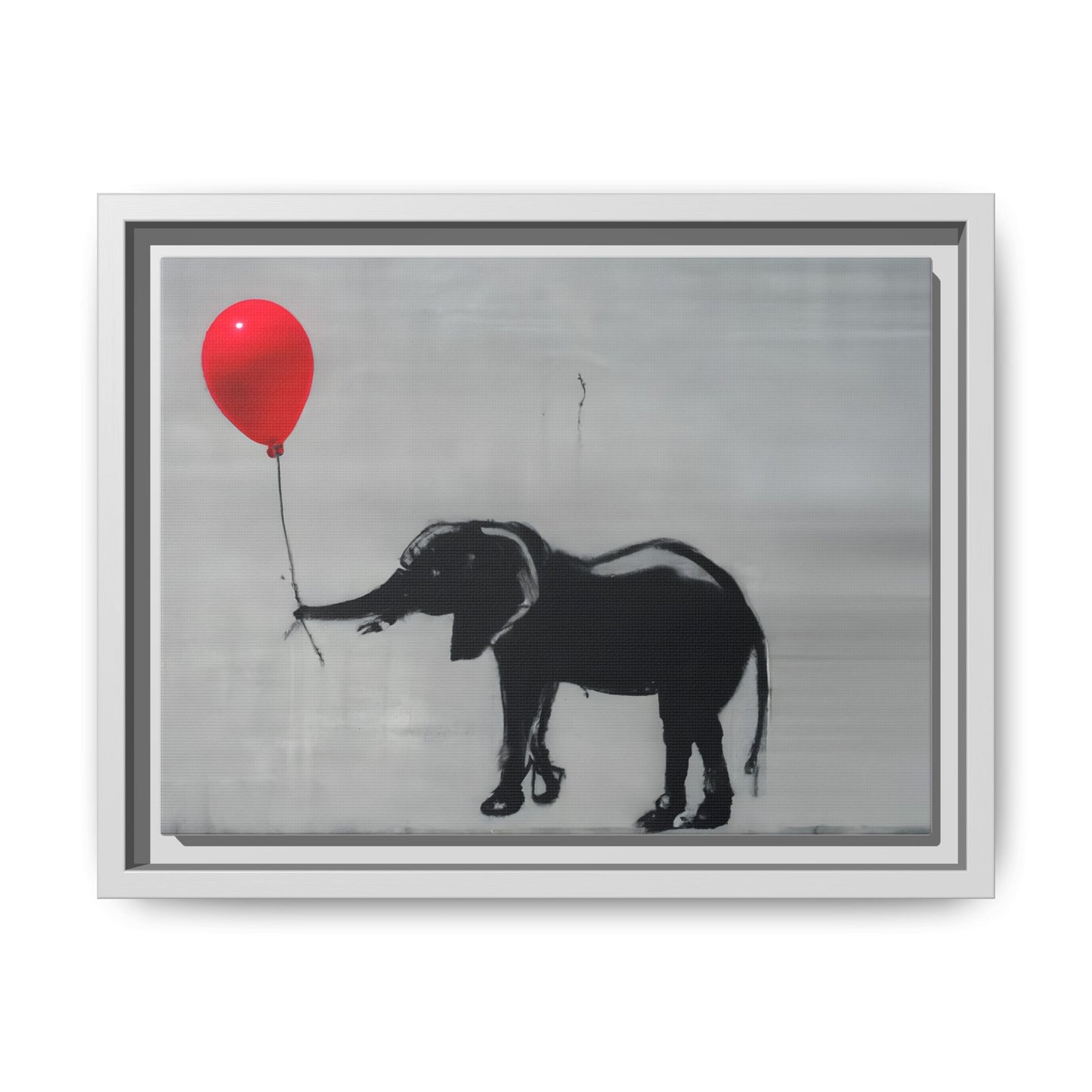 Framed Elephant Canvas Art - Playful Balloon Design